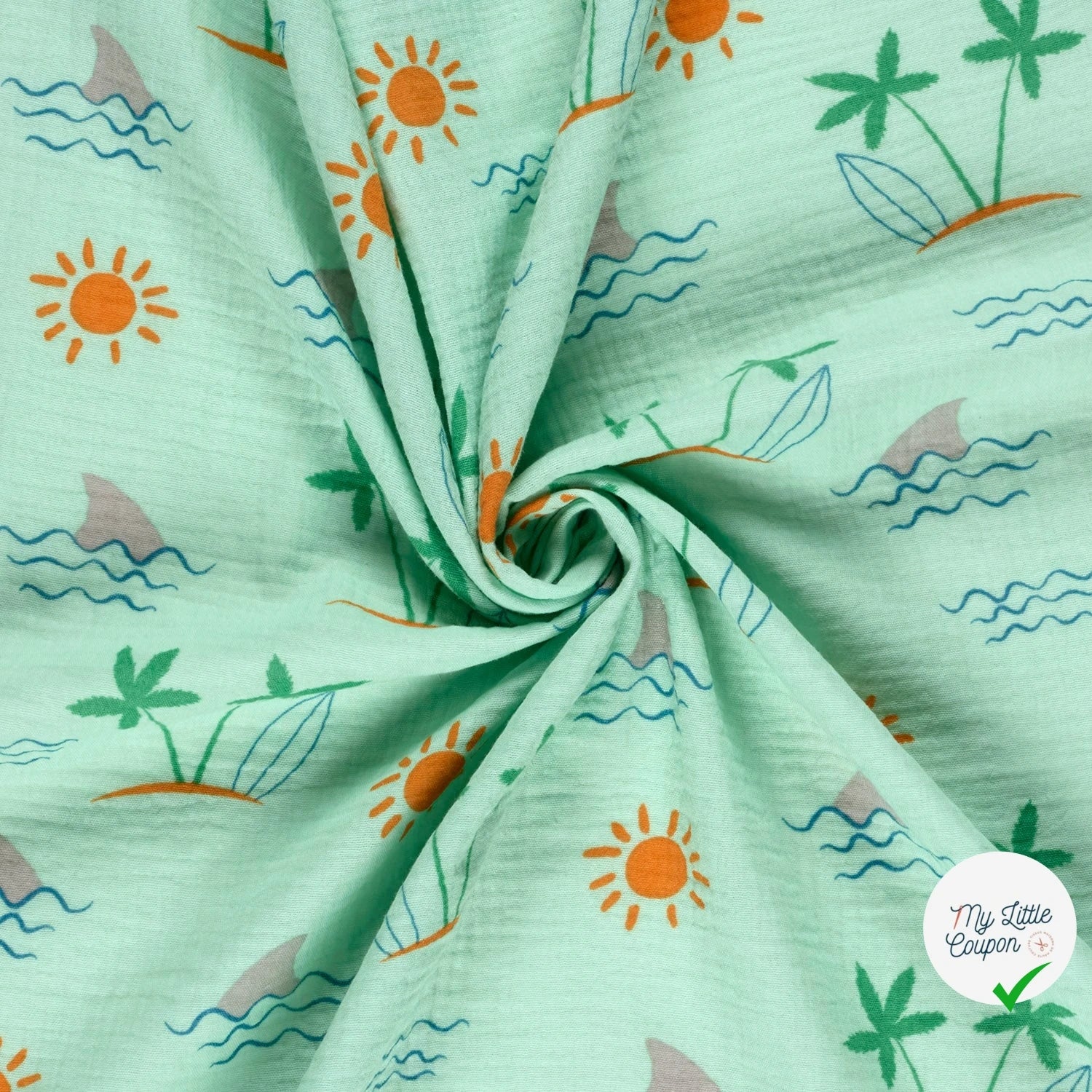 DOUBLE GAZE DE COTON PALMIER MENTHE - My Little Coupon