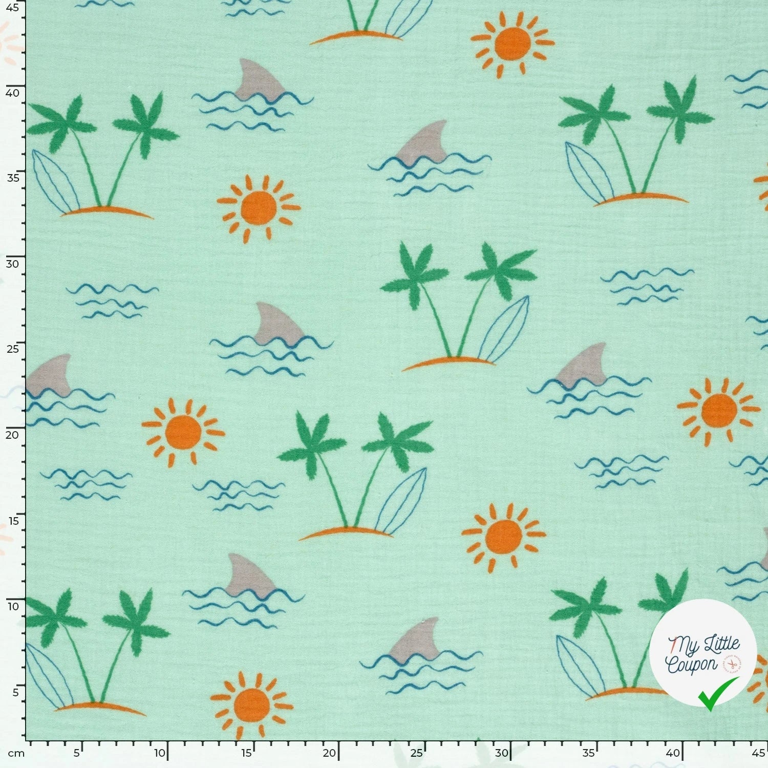 DOUBLE GAZE DE COTON PALMIER MENTHE - My Little Coupon