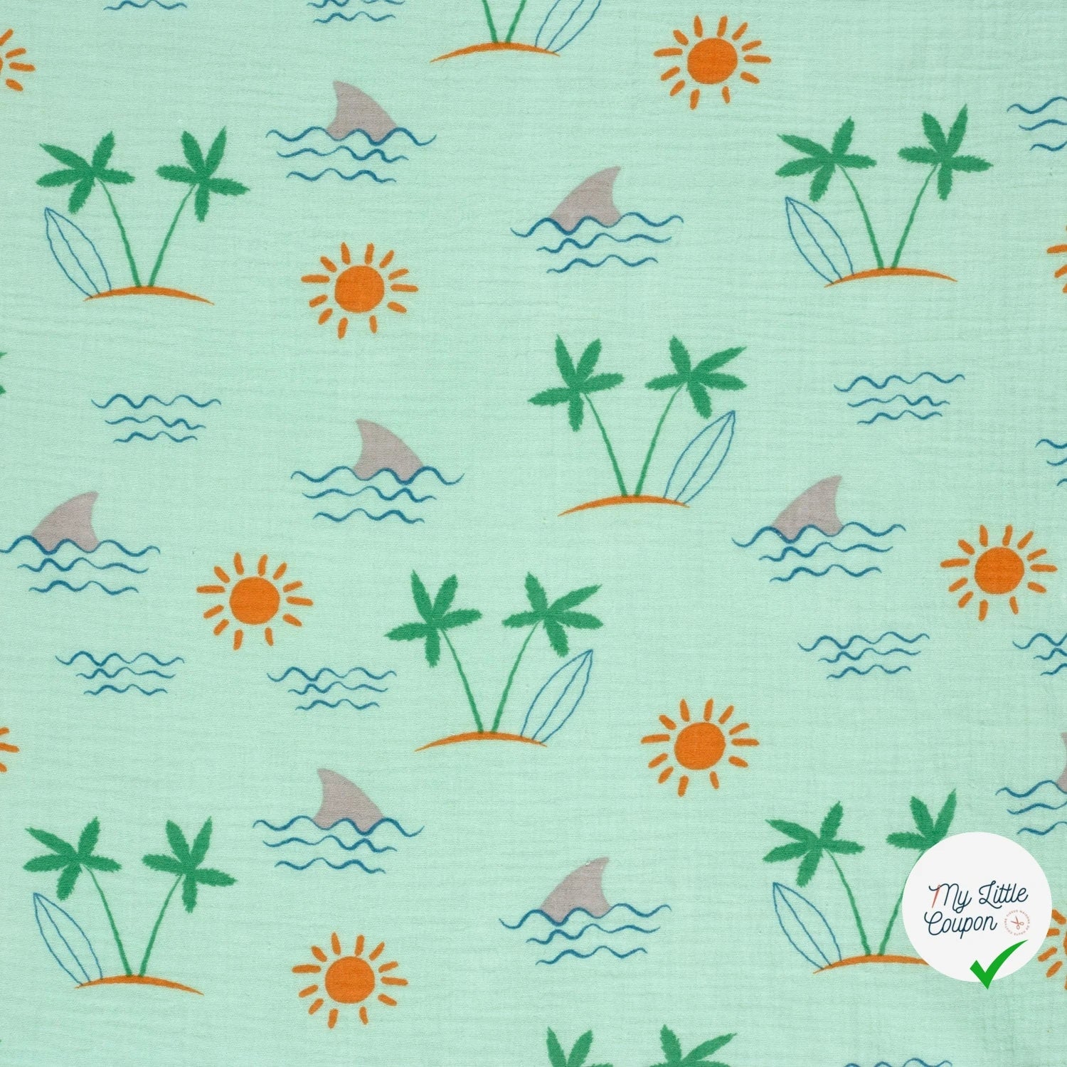 DOUBLE GAZE DE COTON PALMIER MENTHE - My Little Coupon
