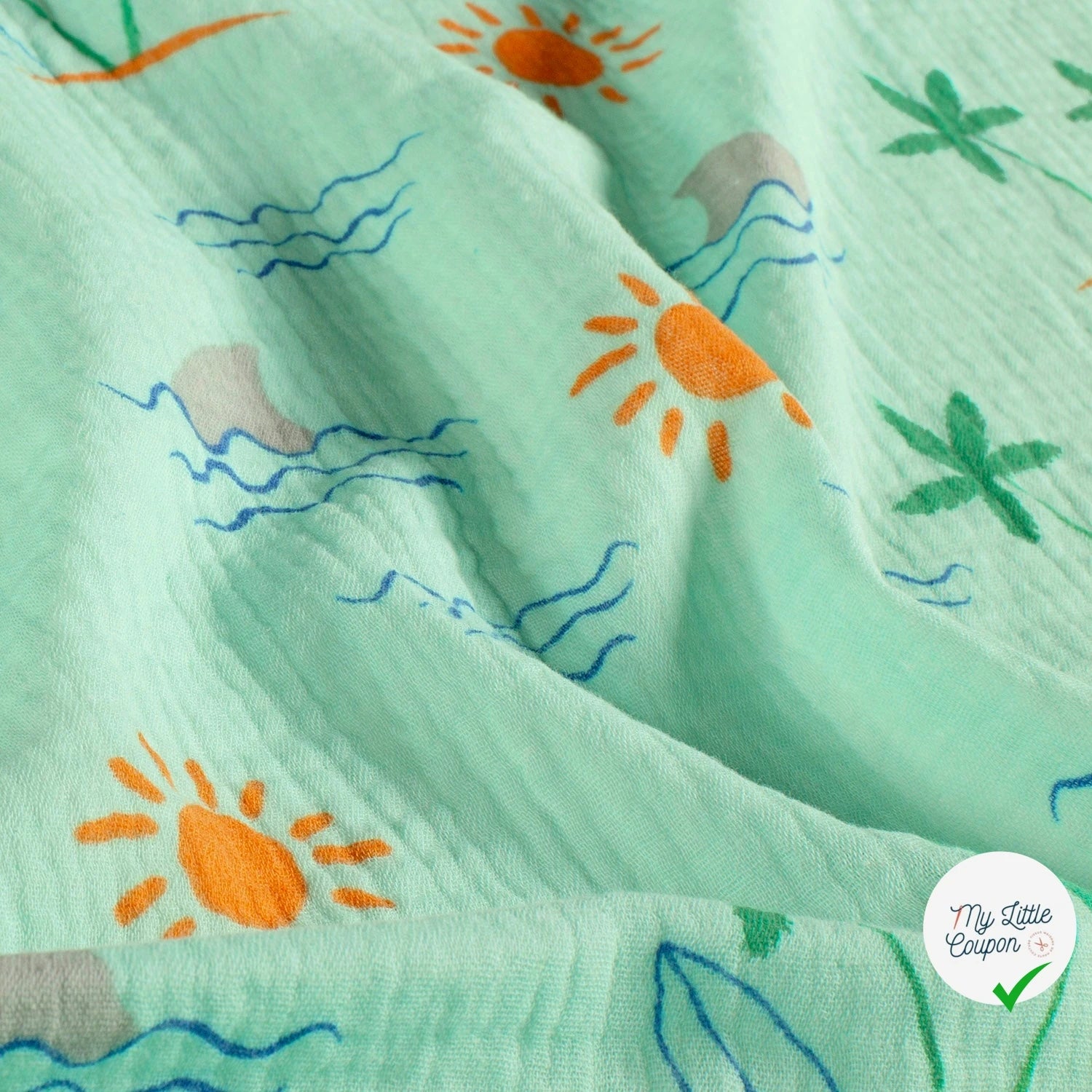 DOUBLE GAZE DE COTON PALMIER MENTHE - My Little Coupon
