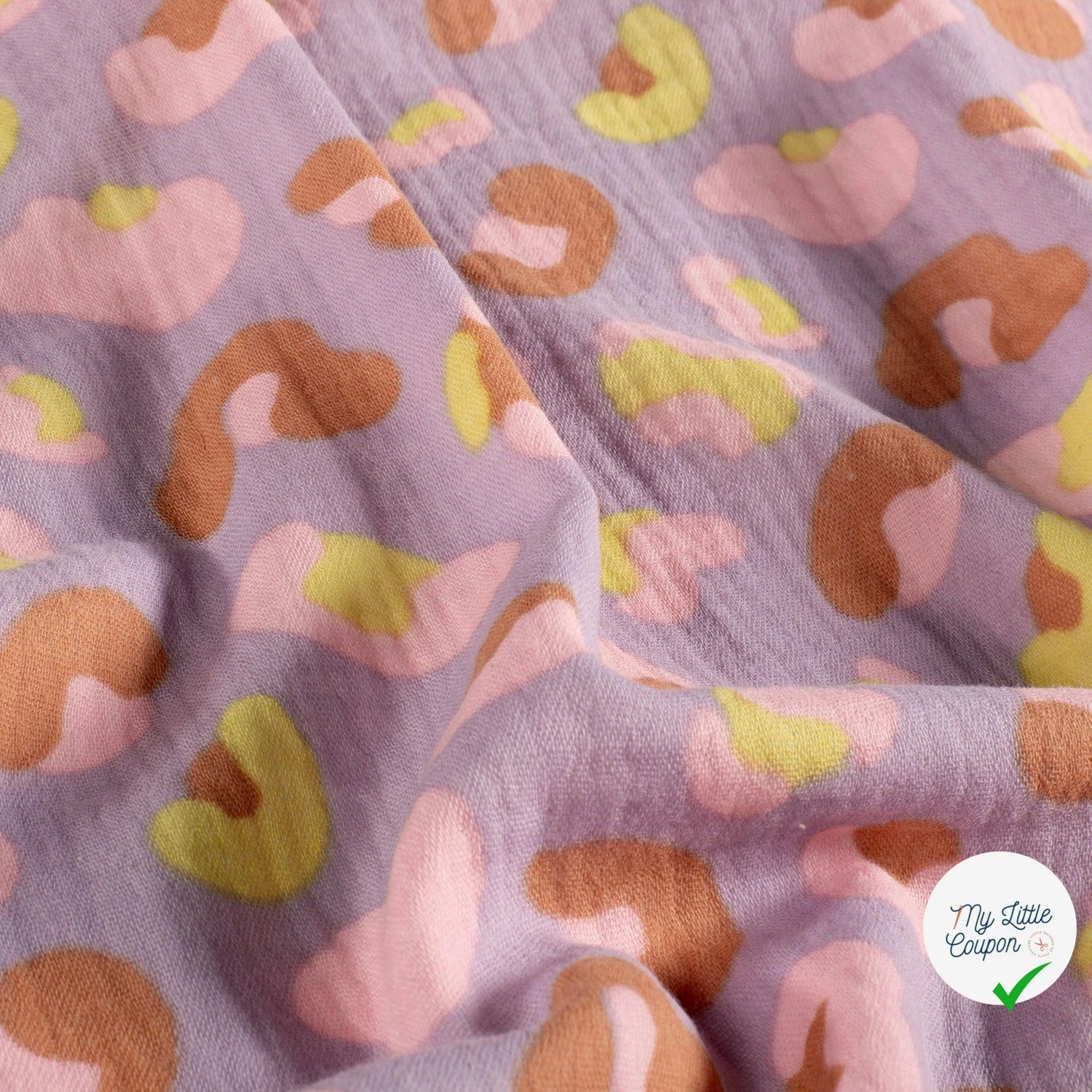 DOUBLE GAZE DE COTON PANTHÈRE LILAS - My Little Coupon