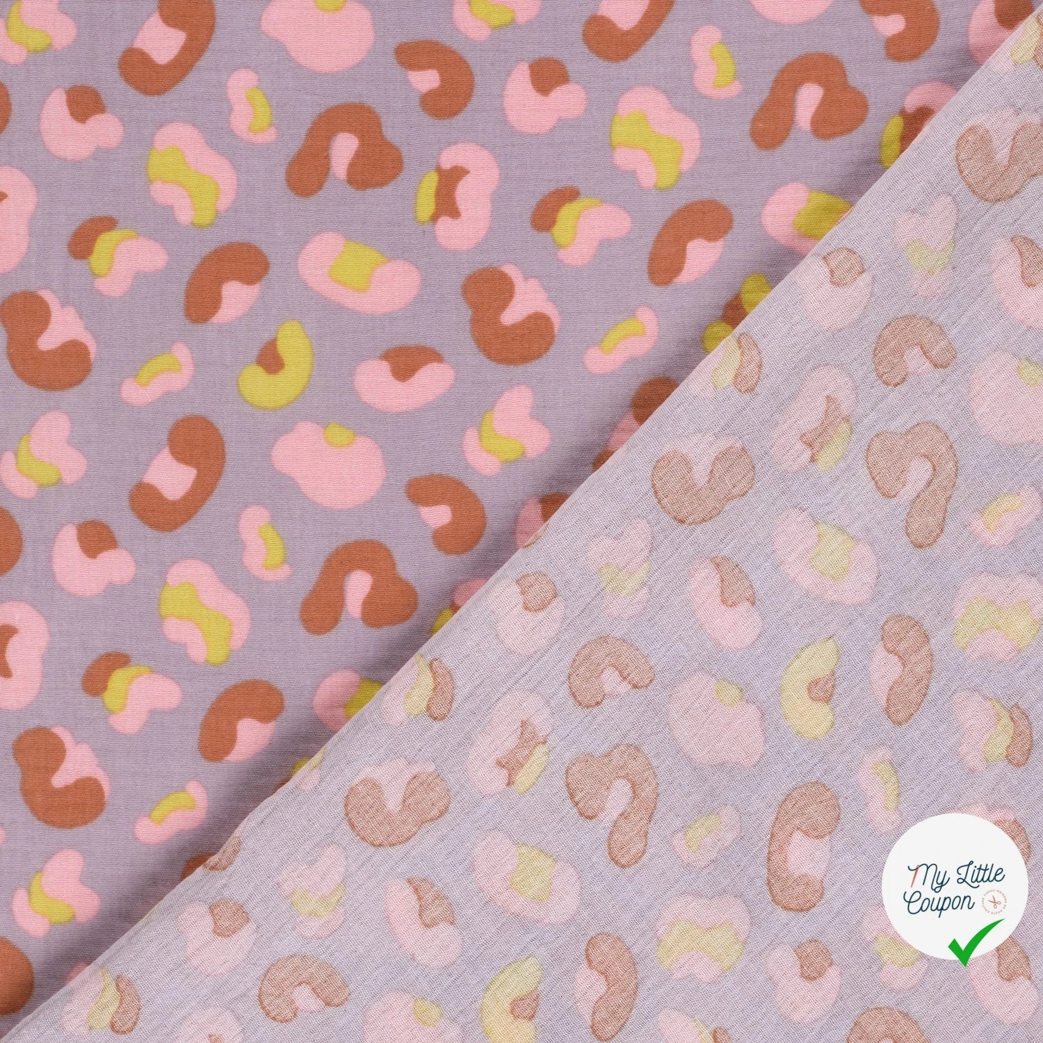 DOUBLE GAZE DE COTON PANTHÈRE LILAS - My Little Coupon