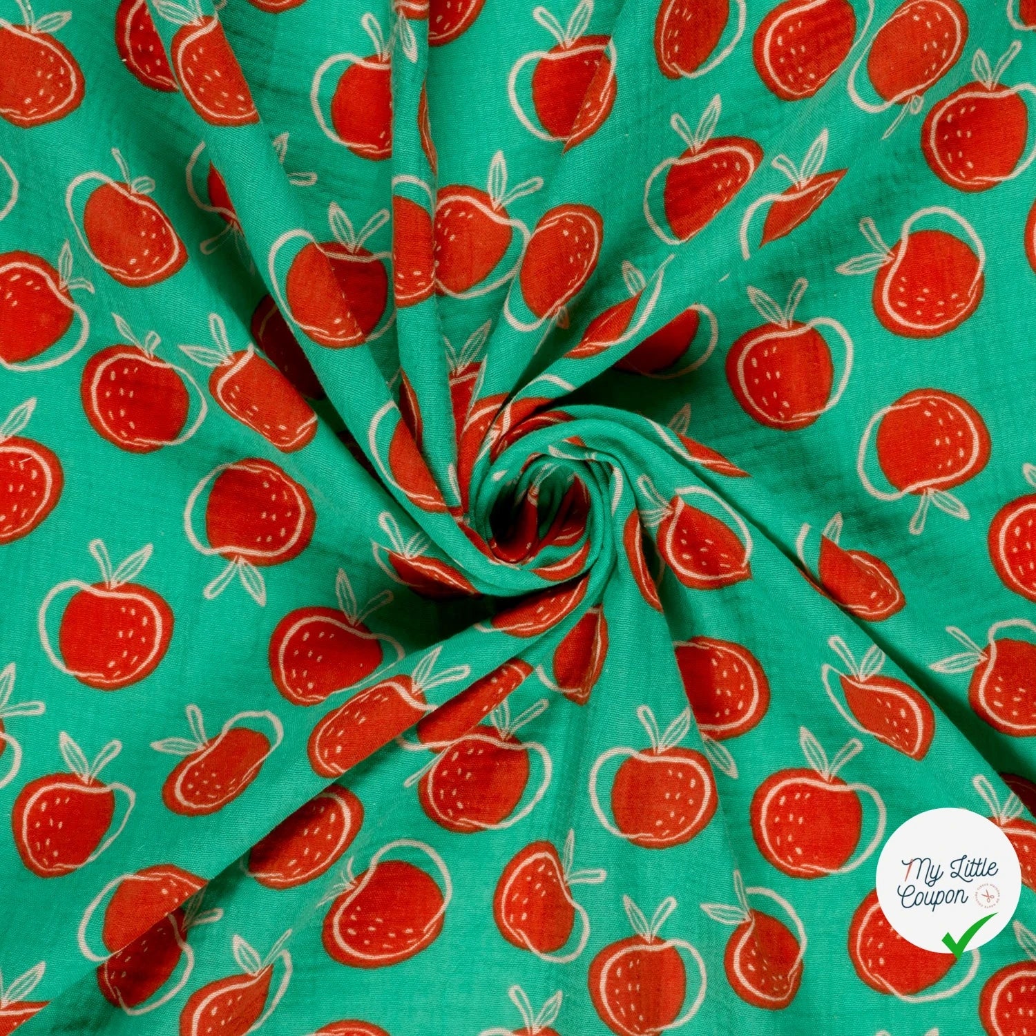 DOUBLE GAZE DE COTON POMMES MENTHE FONCÉE - My Little Coupon