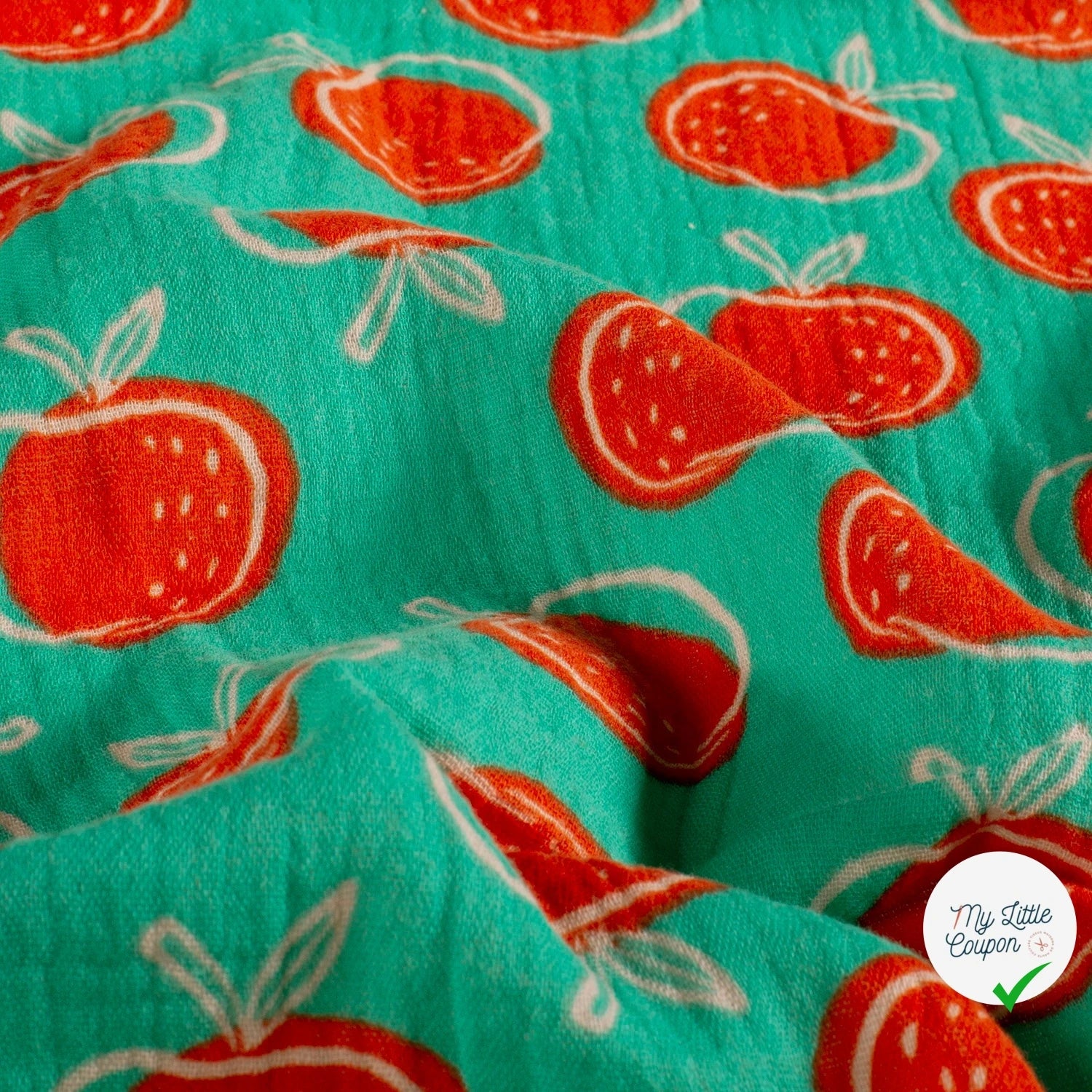 DOUBLE GAZE DE COTON POMMES MENTHE FONCÉE - My Little Coupon