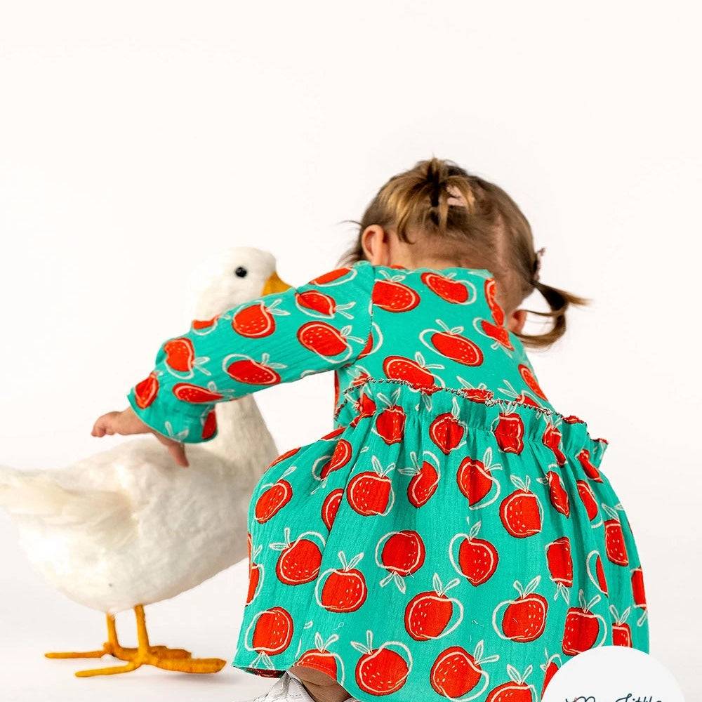 DOUBLE GAZE DE COTON POMMES MENTHE FONCÉE - My Little Coupon