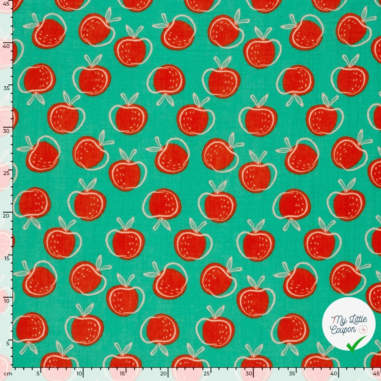 DOUBLE GAZE DE COTON POMMES MENTHE FONCÉE - My Little Coupon