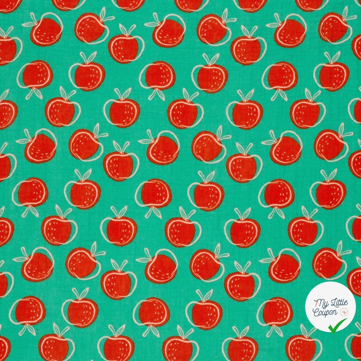 DOUBLE GAZE DE COTON POMMES MENTHE FONCÉE - My Little Coupon