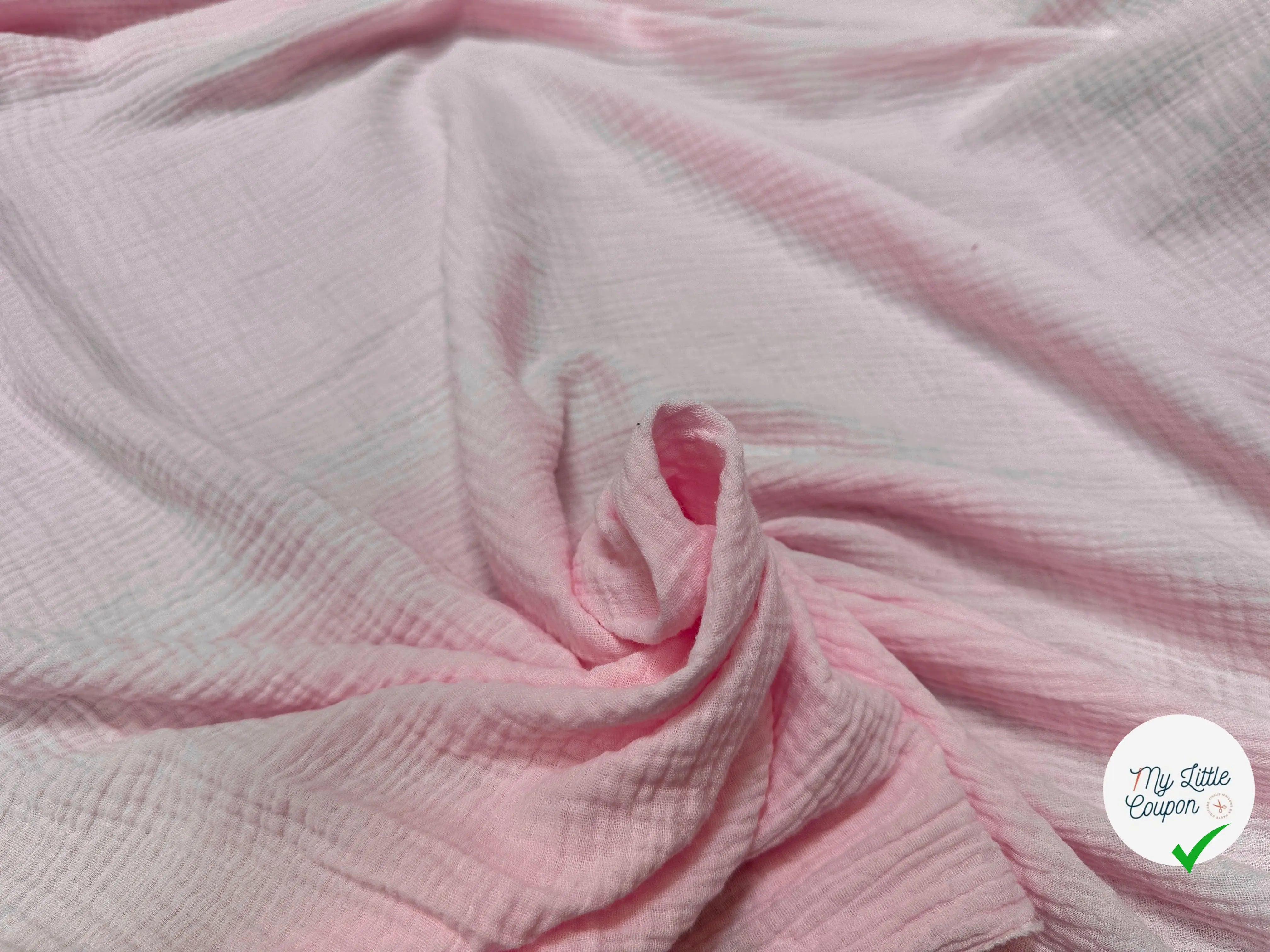 DOUBLE GAZE DE COTON ROSE BONBON UNIE - My Little Coupon