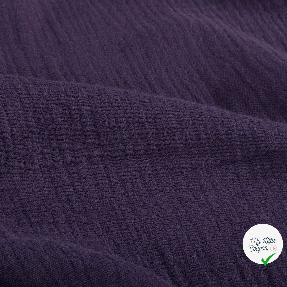 Double gaze de coton unie aubergine