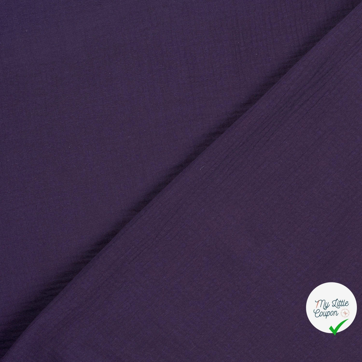 Double gaze de coton unie aubergine