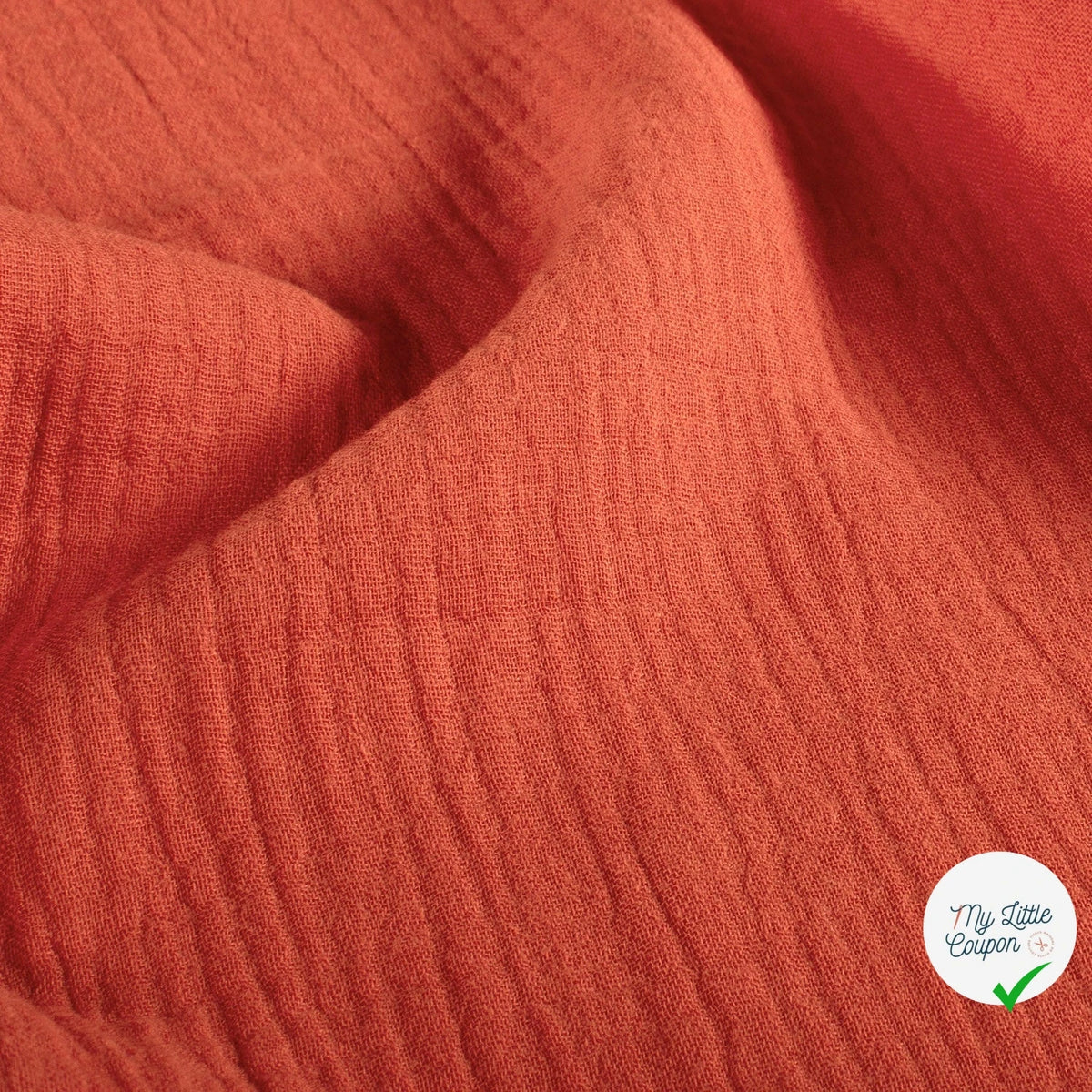 DOUBLE GAZE DE COTON UNIE CORAIL - My Little Coupon