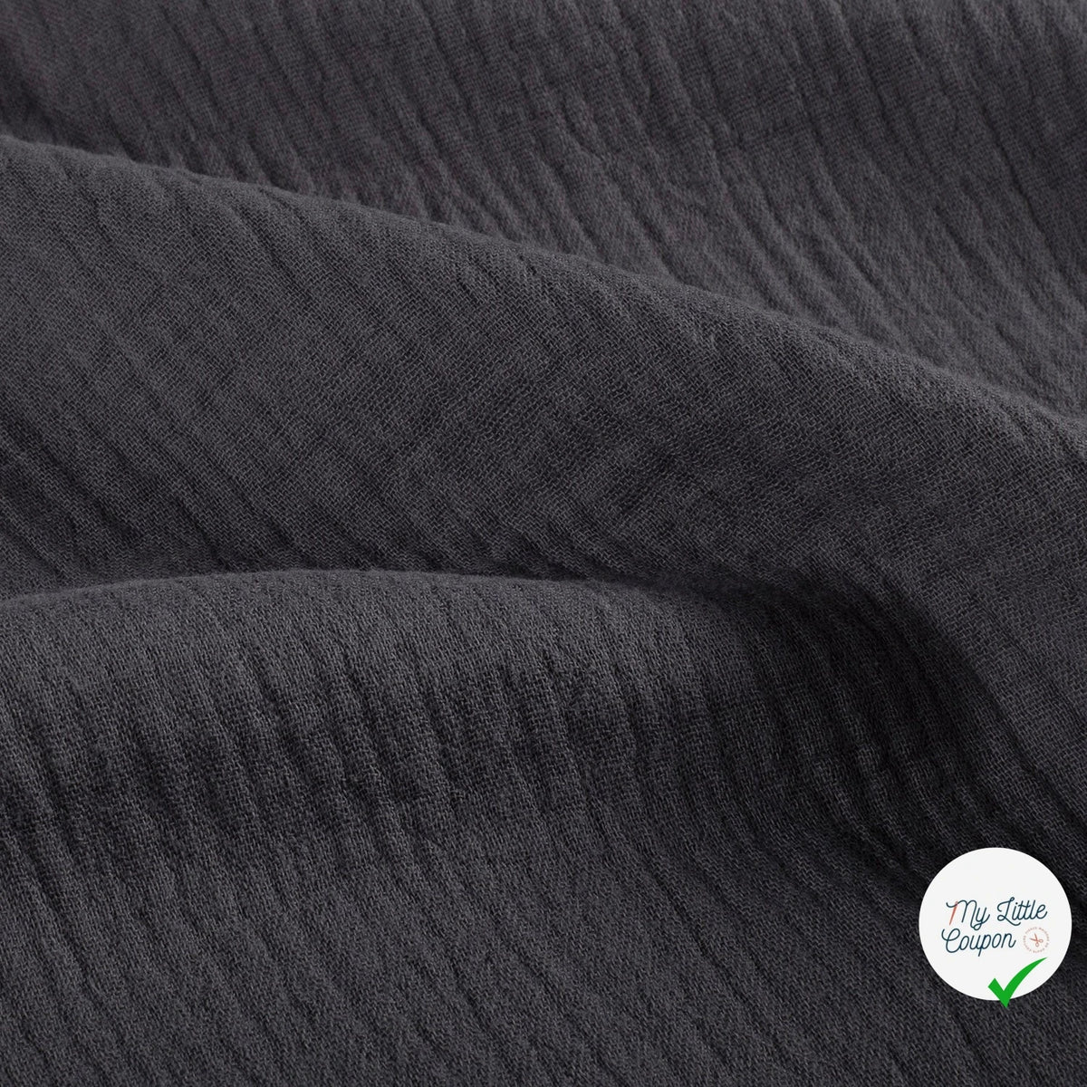 DOUBLE GAZE DE COTON UNIE GRIS FONCÉ - My Little Coupon