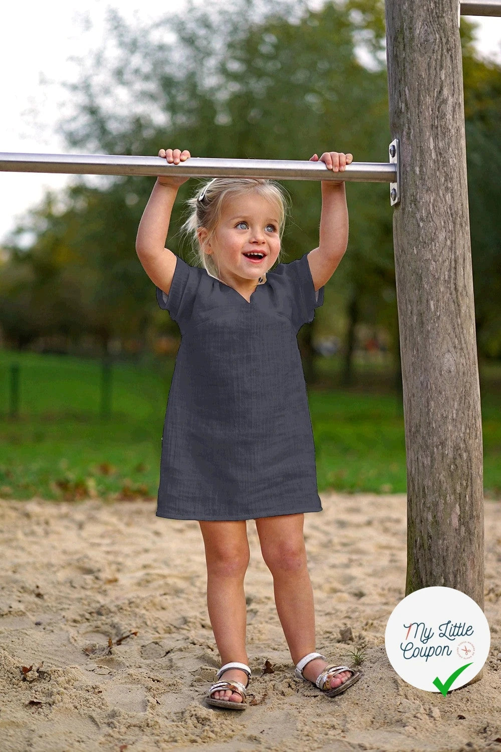 DOUBLE GAZE DE COTON UNIE GRIS FONCÉ - My Little Coupon