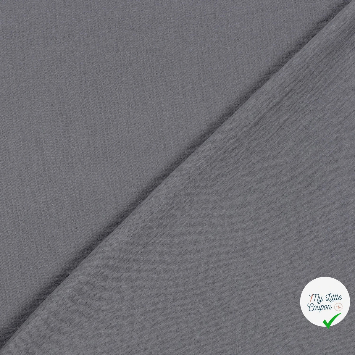 DOUBLE GAZE DE COTON UNIE GRIS - My Little Coupon