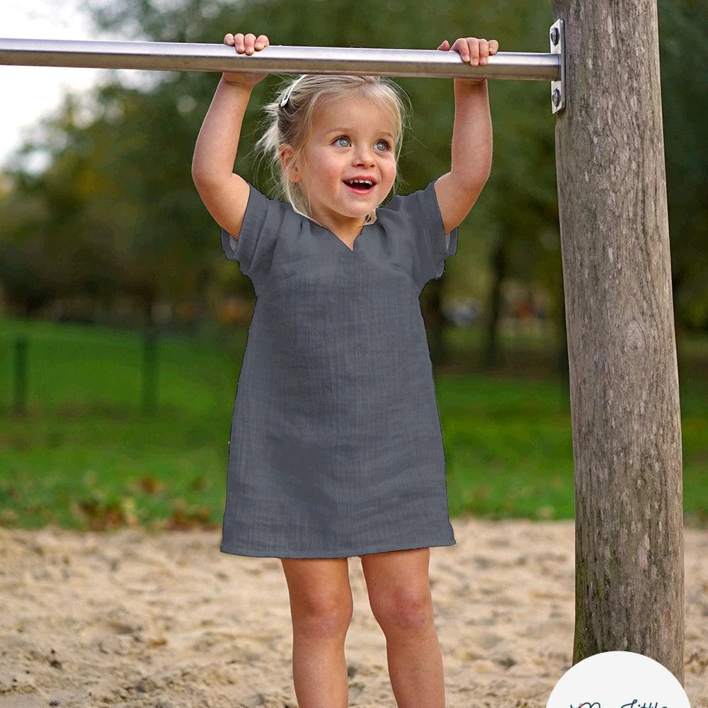 DOUBLE GAZE DE COTON UNIE GRIS - My Little Coupon
