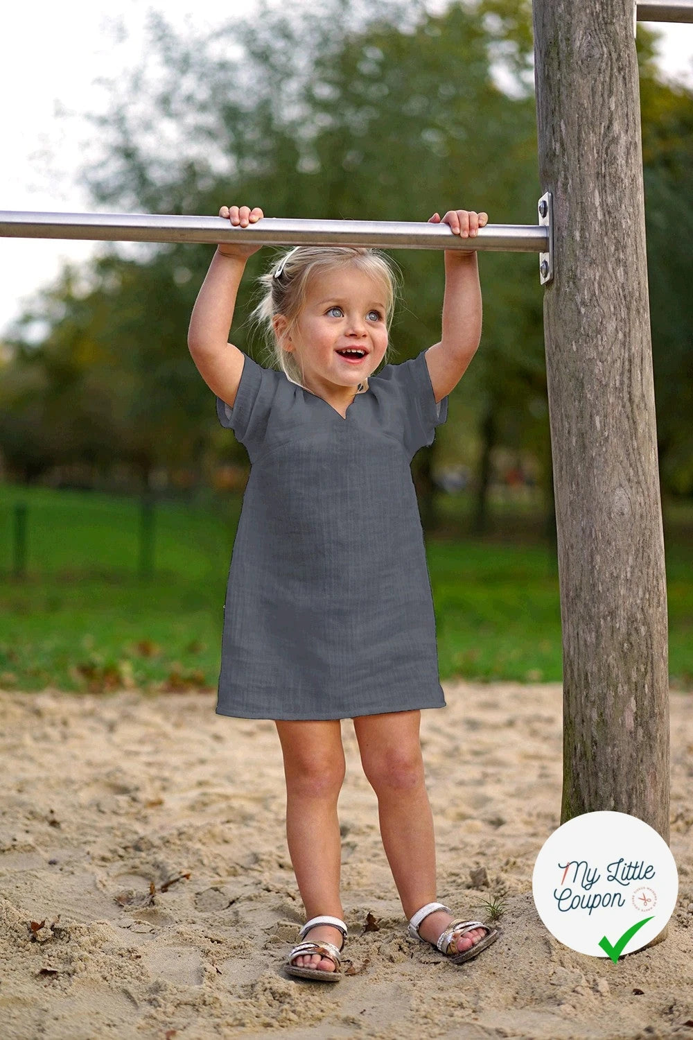DOUBLE GAZE DE COTON UNIE GRIS - My Little Coupon