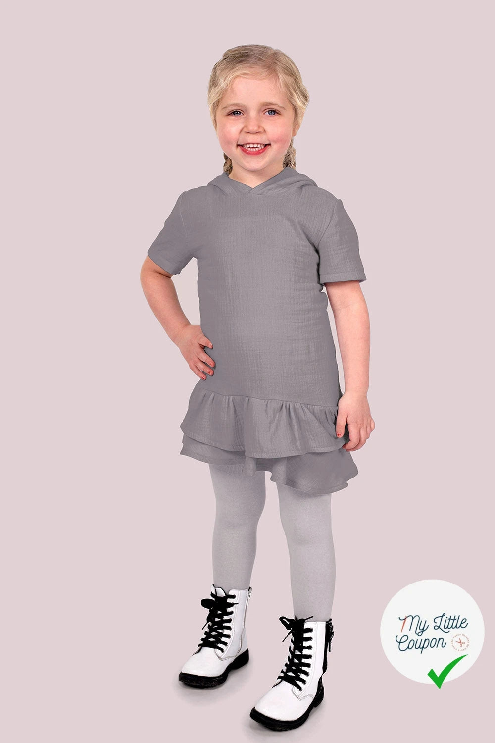 DOUBLE GAZE DE COTON UNIE GRIS TAUPE - My Little Coupon