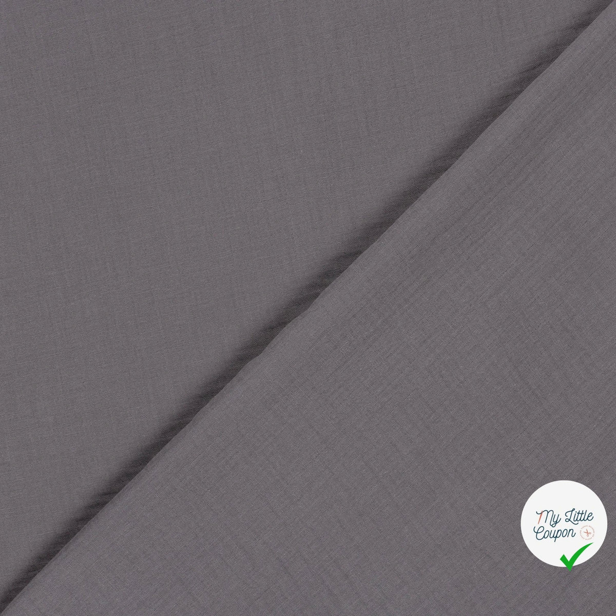 DOUBLE GAZE DE COTON UNIE GRIS TAUPE - My Little Coupon