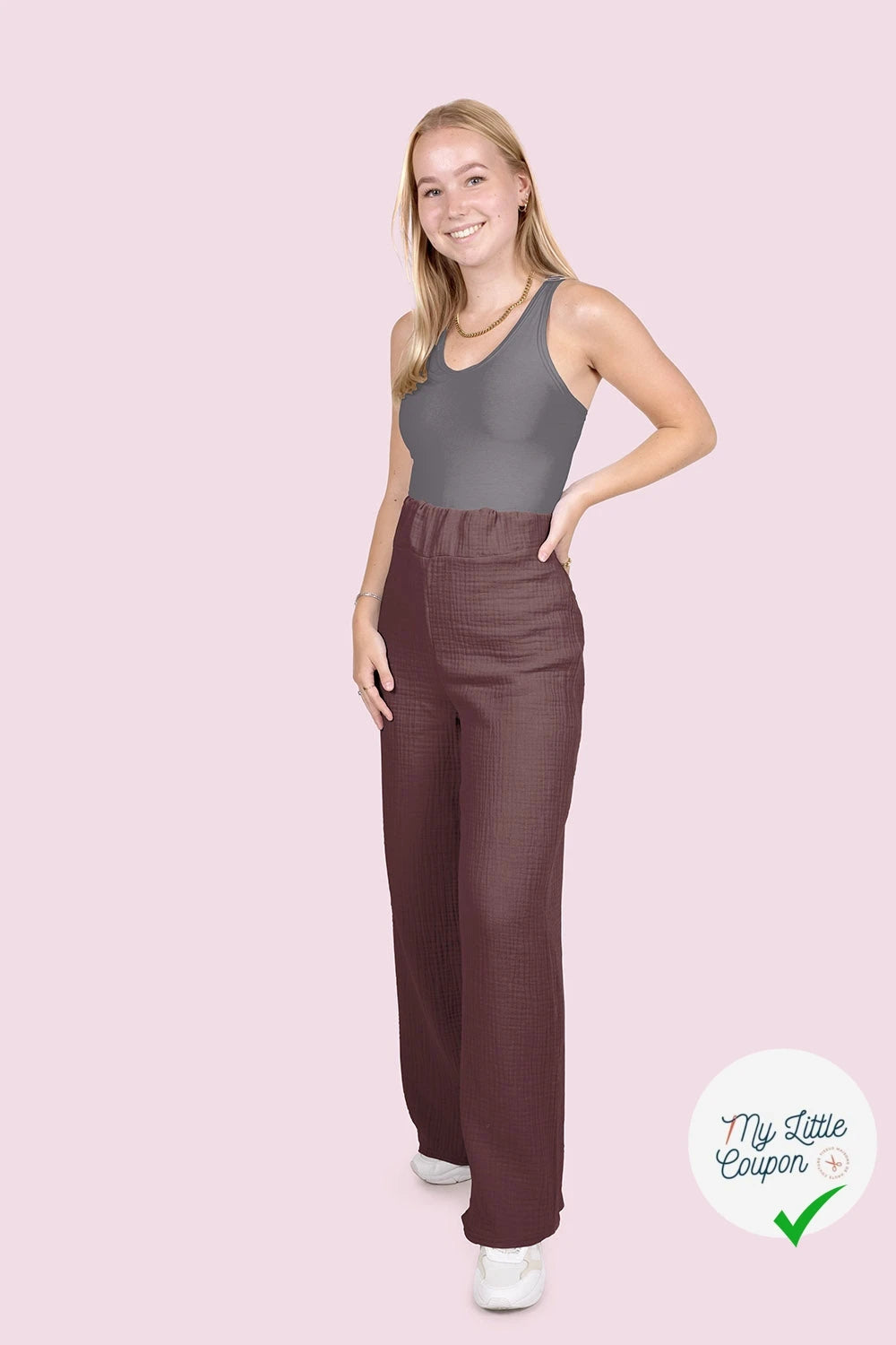 DOUBLE GAZE DE COTON UNIE MAUVE - My Little Coupon