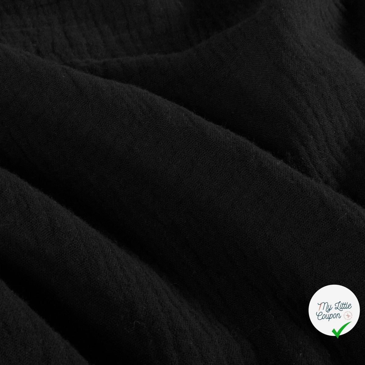 DOUBLE GAZE DE COTON UNIE NOIR - My Little Coupon