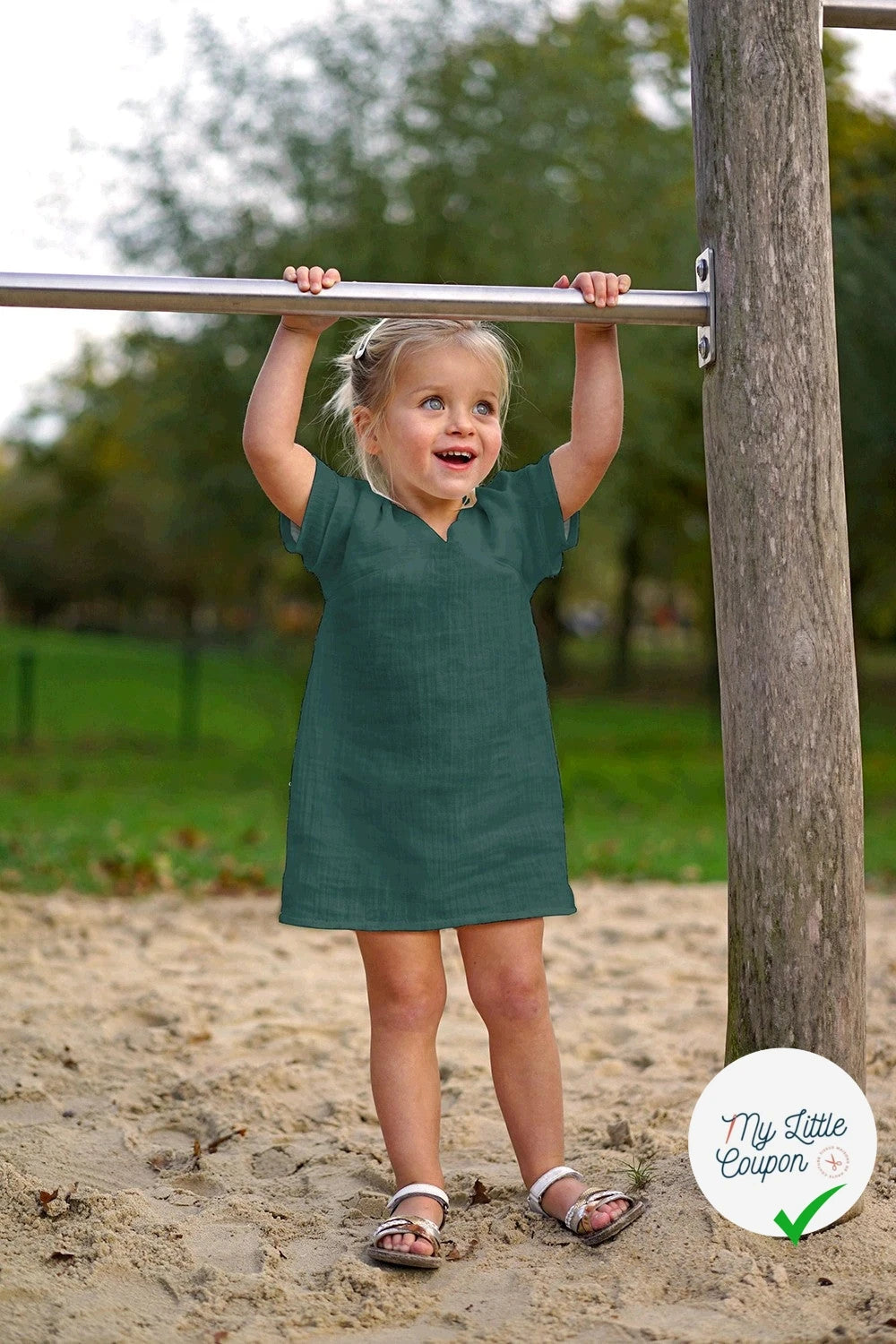 Double gaze de coton unie vert foncé