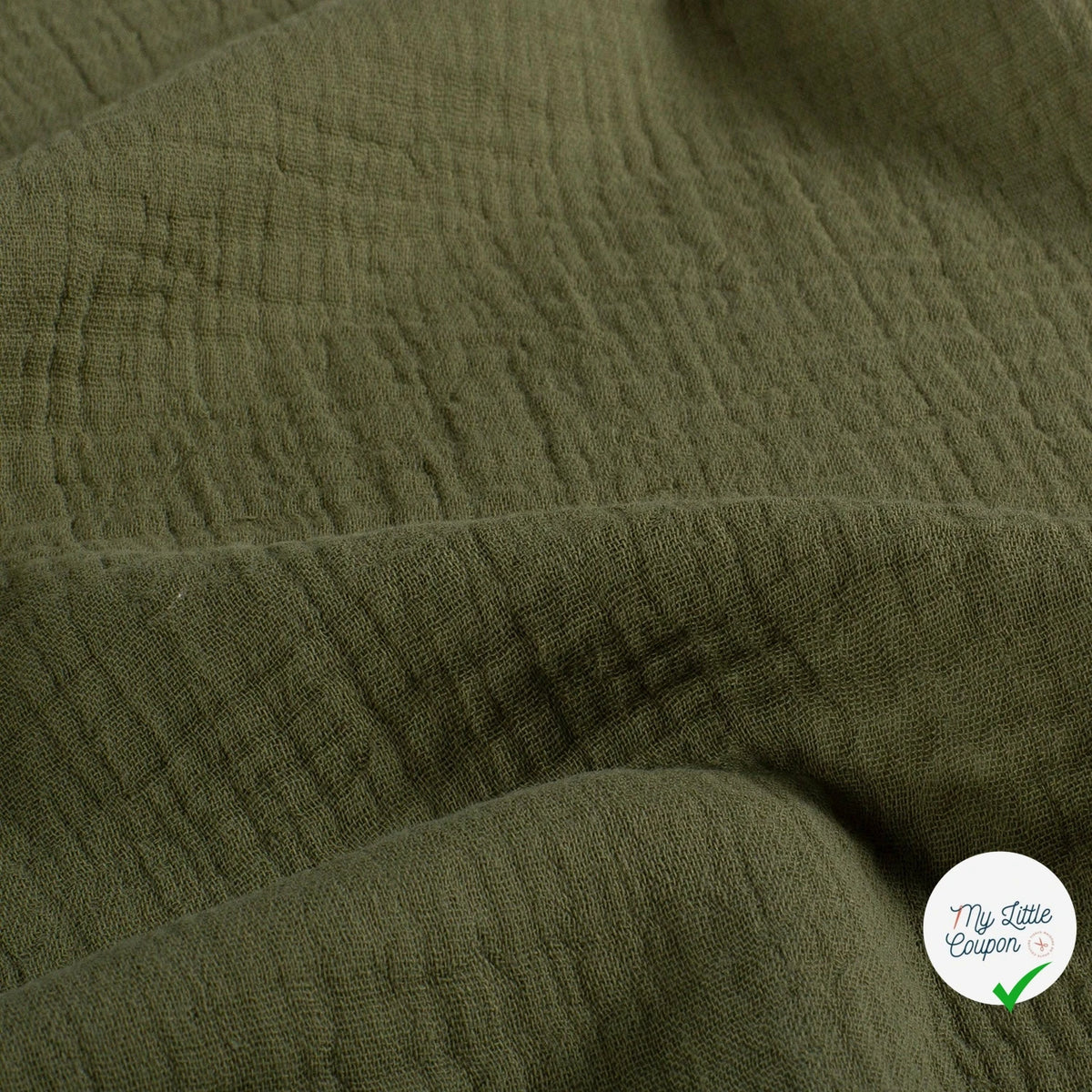 DOUBLE GAZE DE COTON UNIE VERT FORÊT - My Little Coupon
