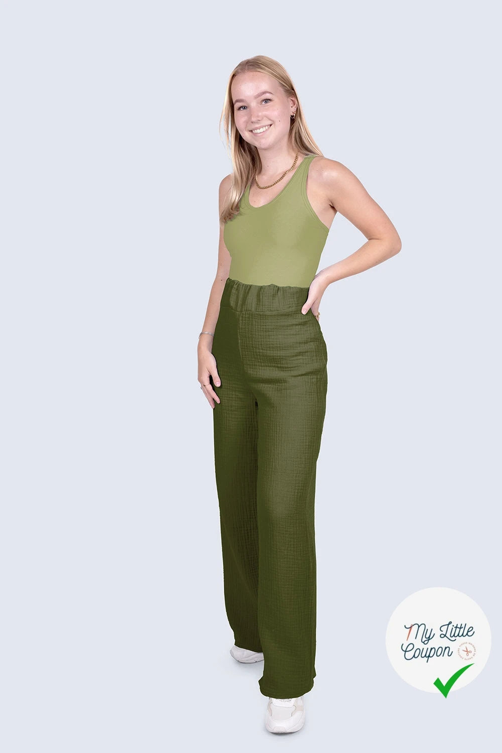 DOUBLE GAZE DE COTON UNIE VERT FORÊT - My Little Coupon