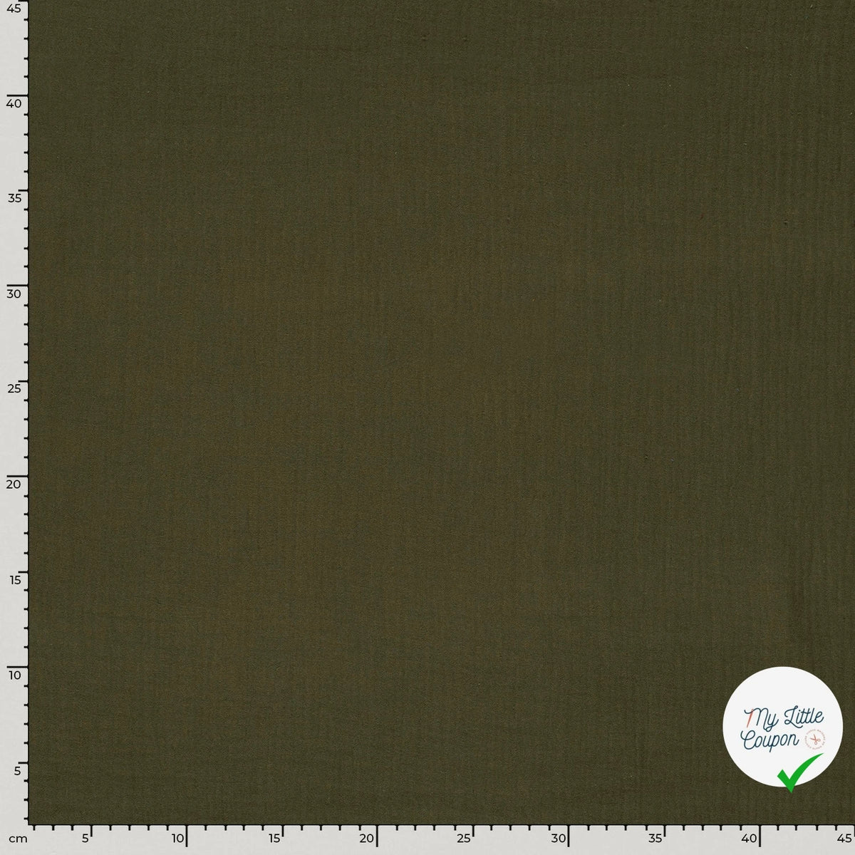 DOUBLE GAZE DE COTON UNIE VERT KAKI - My Little Coupon