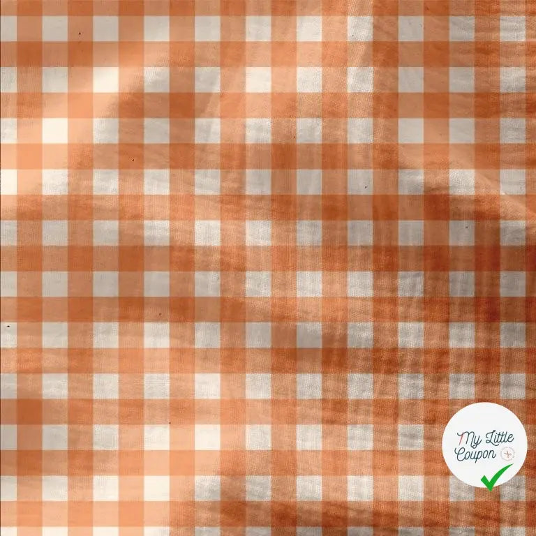 DOUBLE GAZE GAUFREE VICHY CLEMENTINE / BLANC CASSE 125 - My Little Coupon