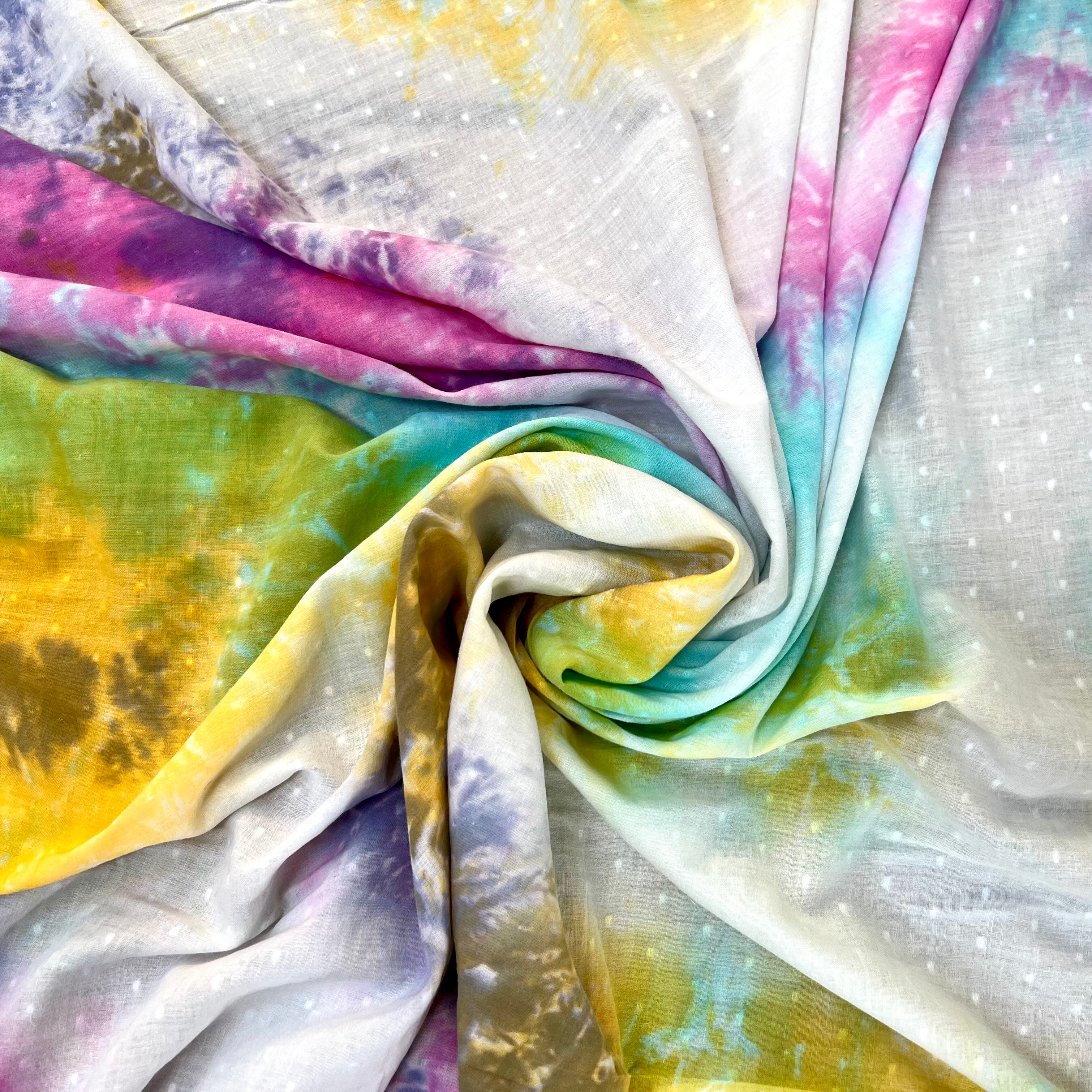 DOUBLE GAZE TYE AND DYE ARC EN CIEL PLUMETIS COTON ORGANIQUE CERTIFICATION GOTS - My Little Coupon