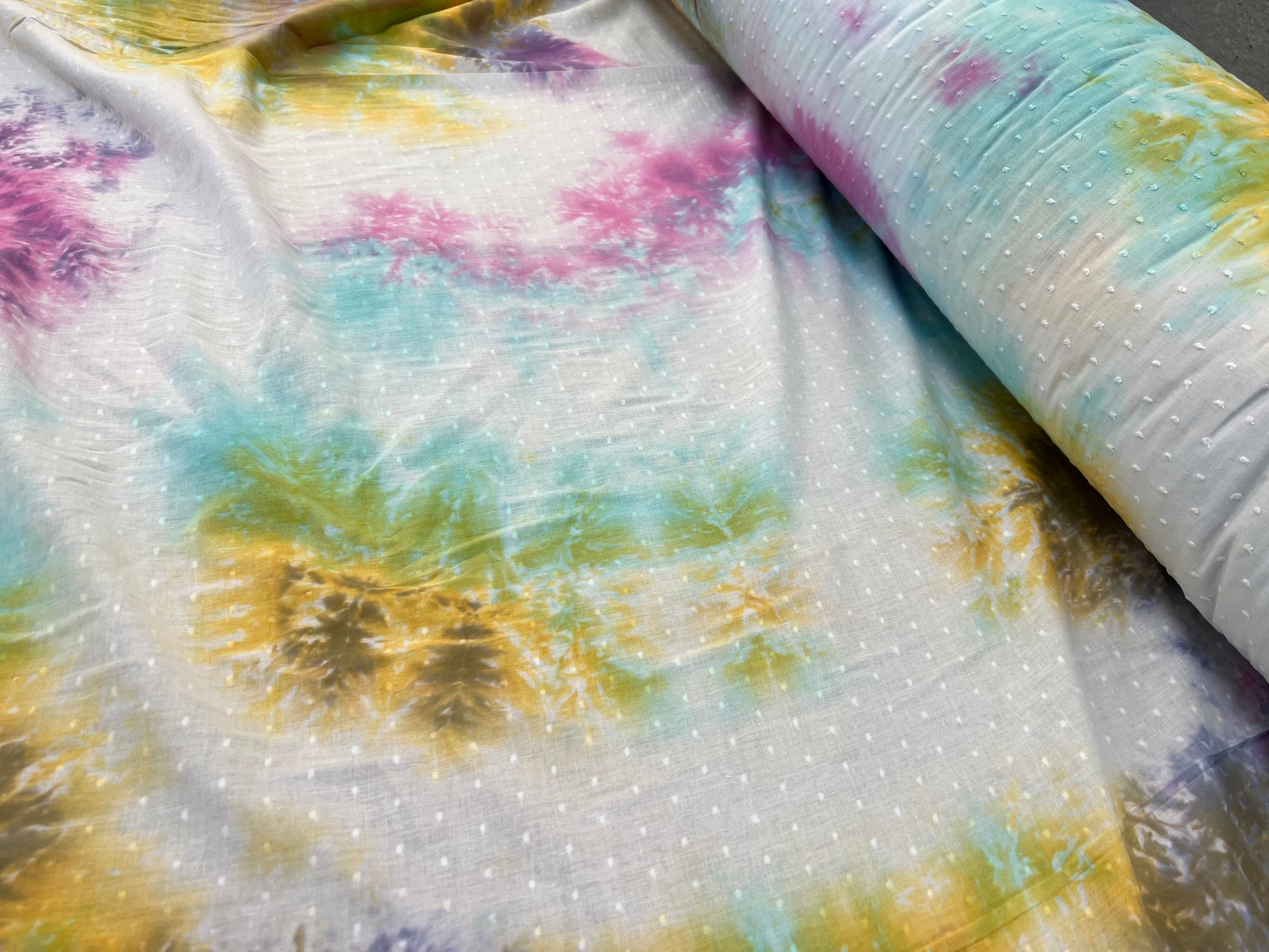 DOUBLE GAZE TYE AND DYE ARC EN CIEL PLUMETIS COTON ORGANIQUE CERTIFICATION GOTS - My Little Coupon