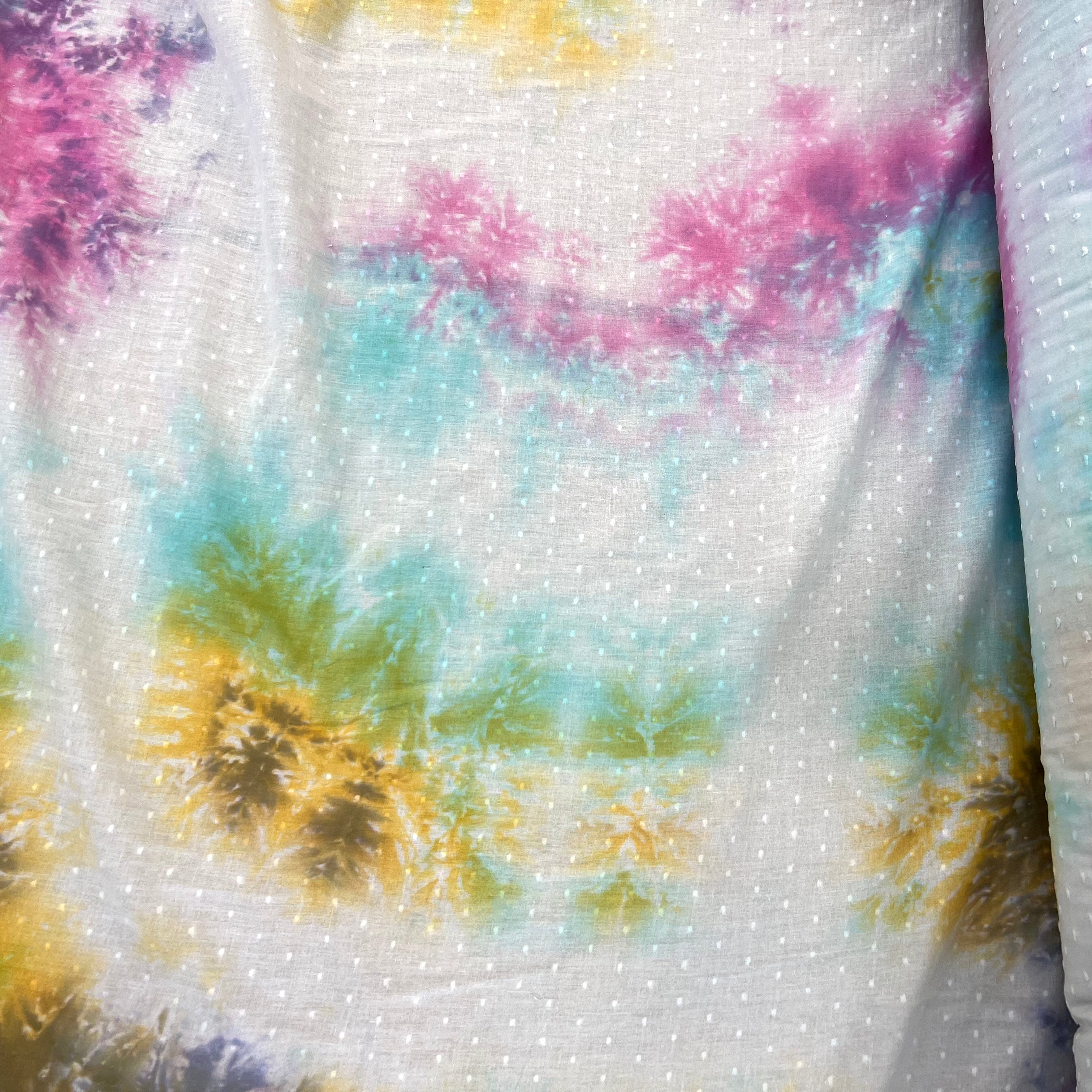DOUBLE GAZE TYE AND DYE ARC EN CIEL PLUMETIS COTON ORGANIQUE CERTIFICATION GOTS - My Little Coupon