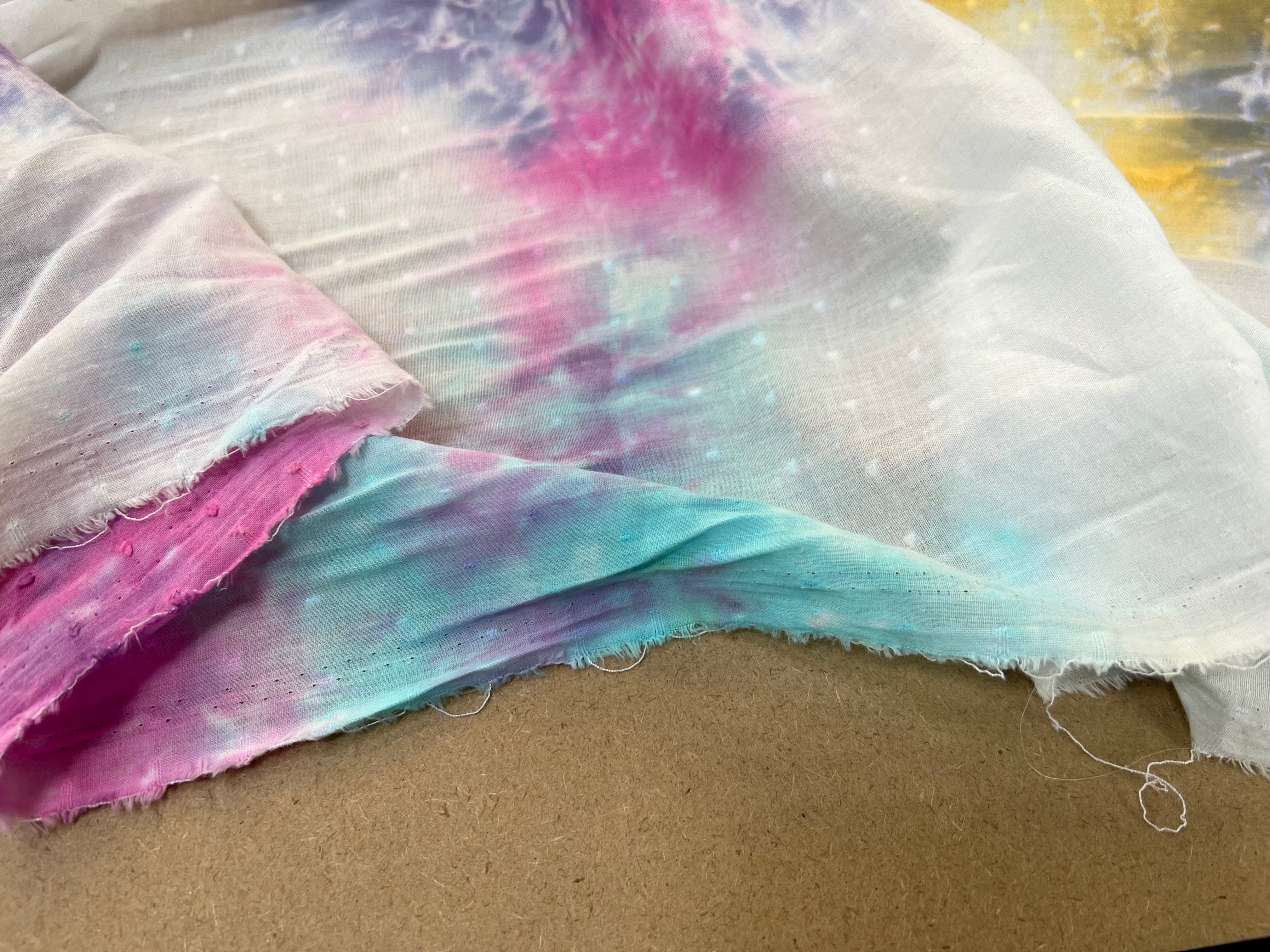 DOUBLE GAZE TYE AND DYE ARC EN CIEL PLUMETIS COTON ORGANIQUE CERTIFICATION GOTS - My Little Coupon