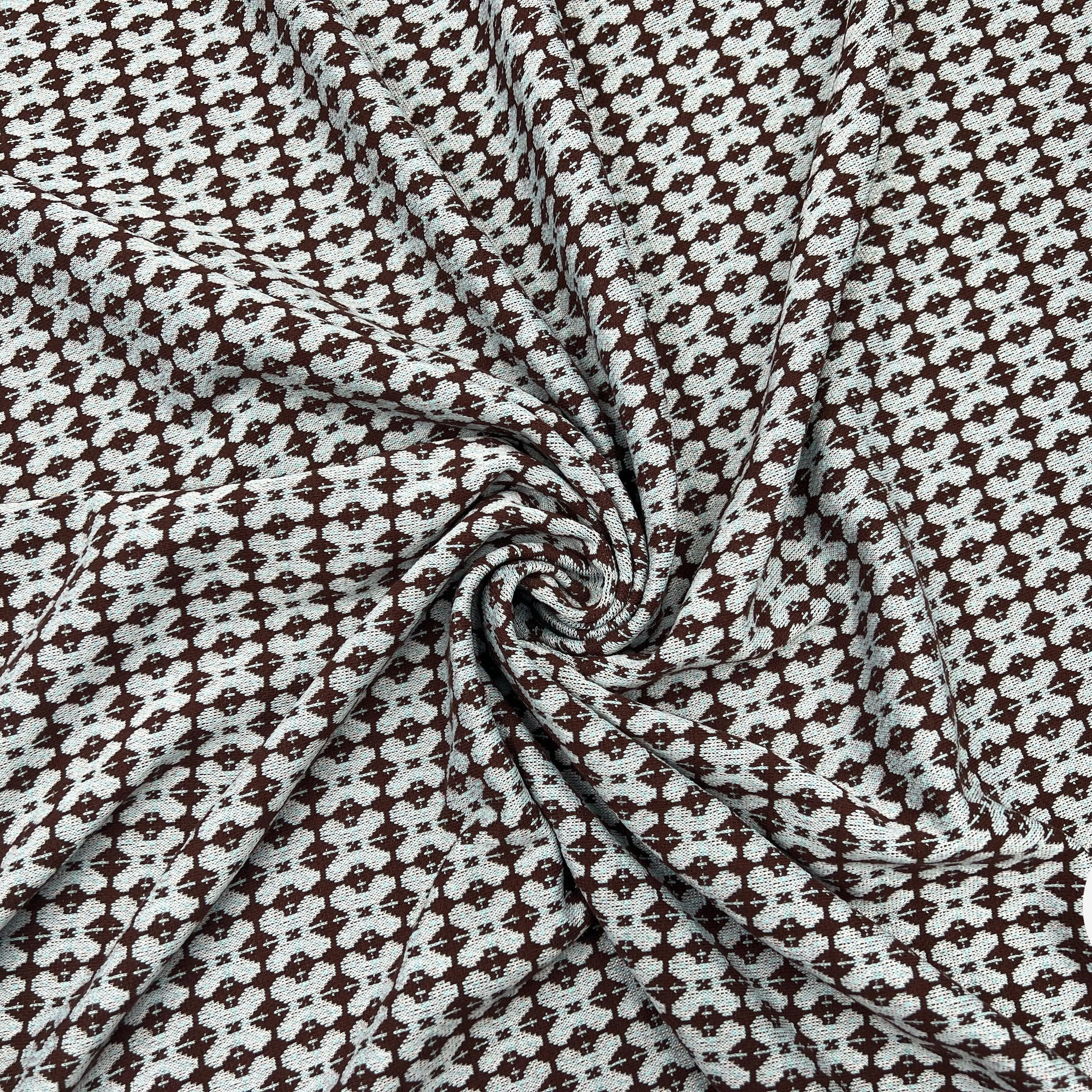 DOUBLE JACQUARD VINTAGE BLEU ET MAUVE - My Little Coupon - tissu - coudre