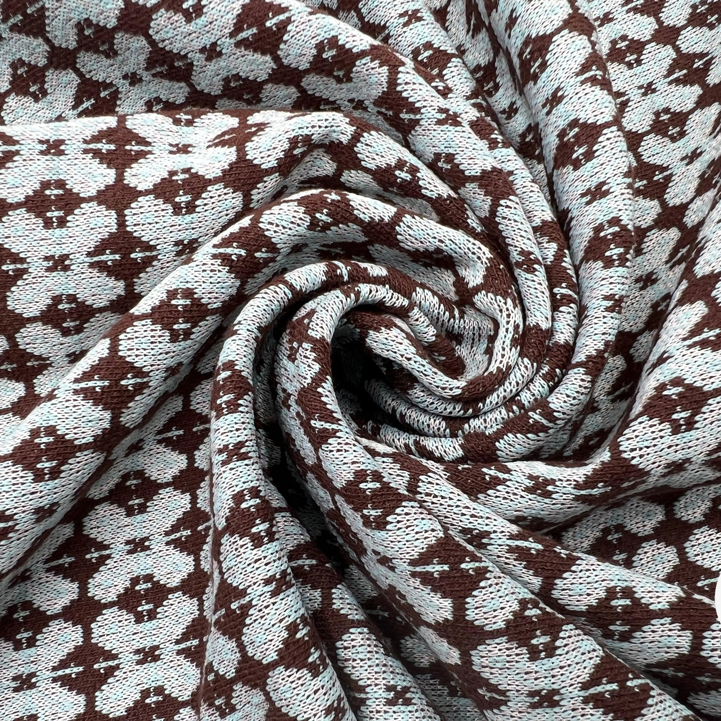 DOUBLE JACQUARD VINTAGE BLEU ET MAUVE - My Little Coupon - tissu - coudre