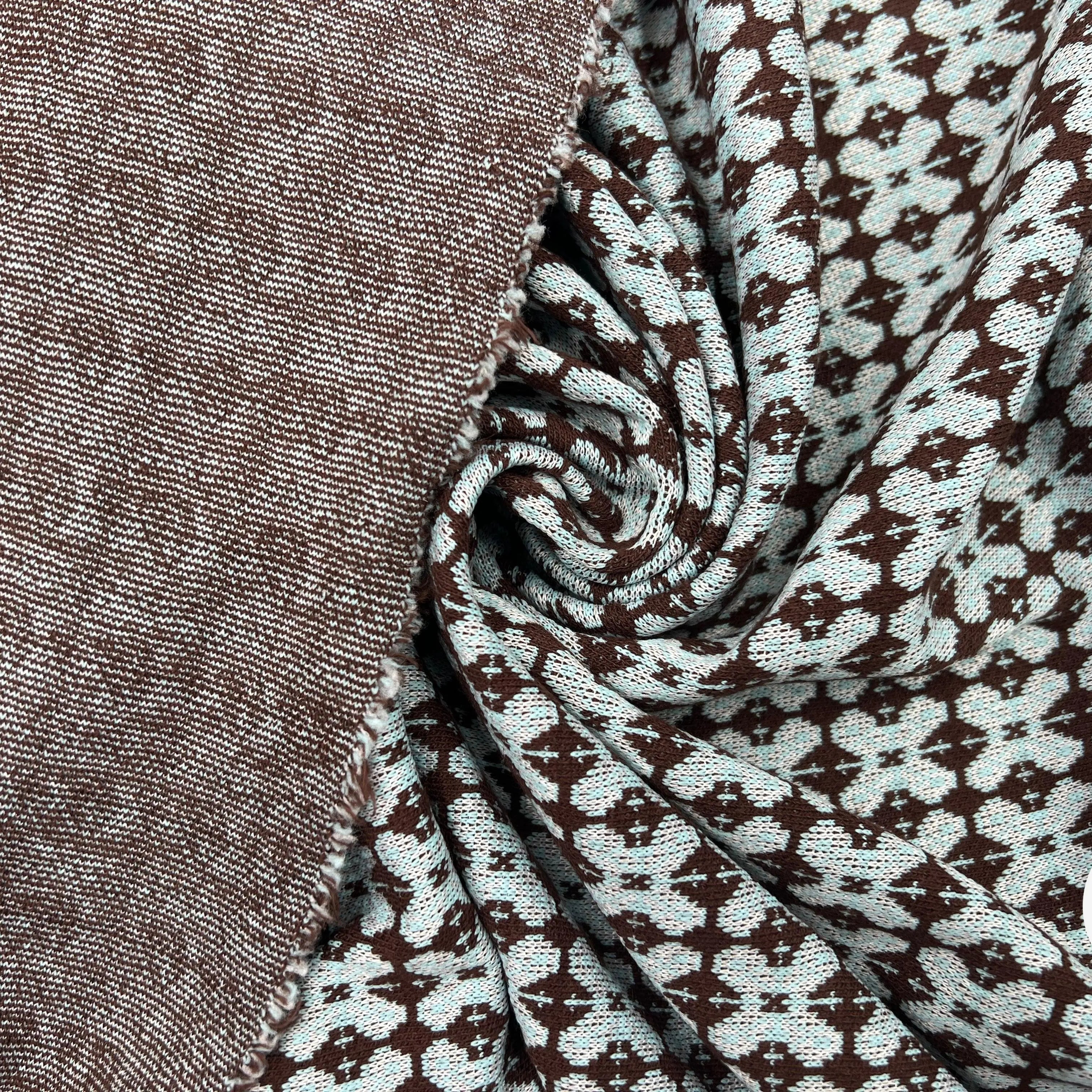 DOUBLE JACQUARD VINTAGE BLEU ET MAUVE - My Little Coupon - tissu - coudre