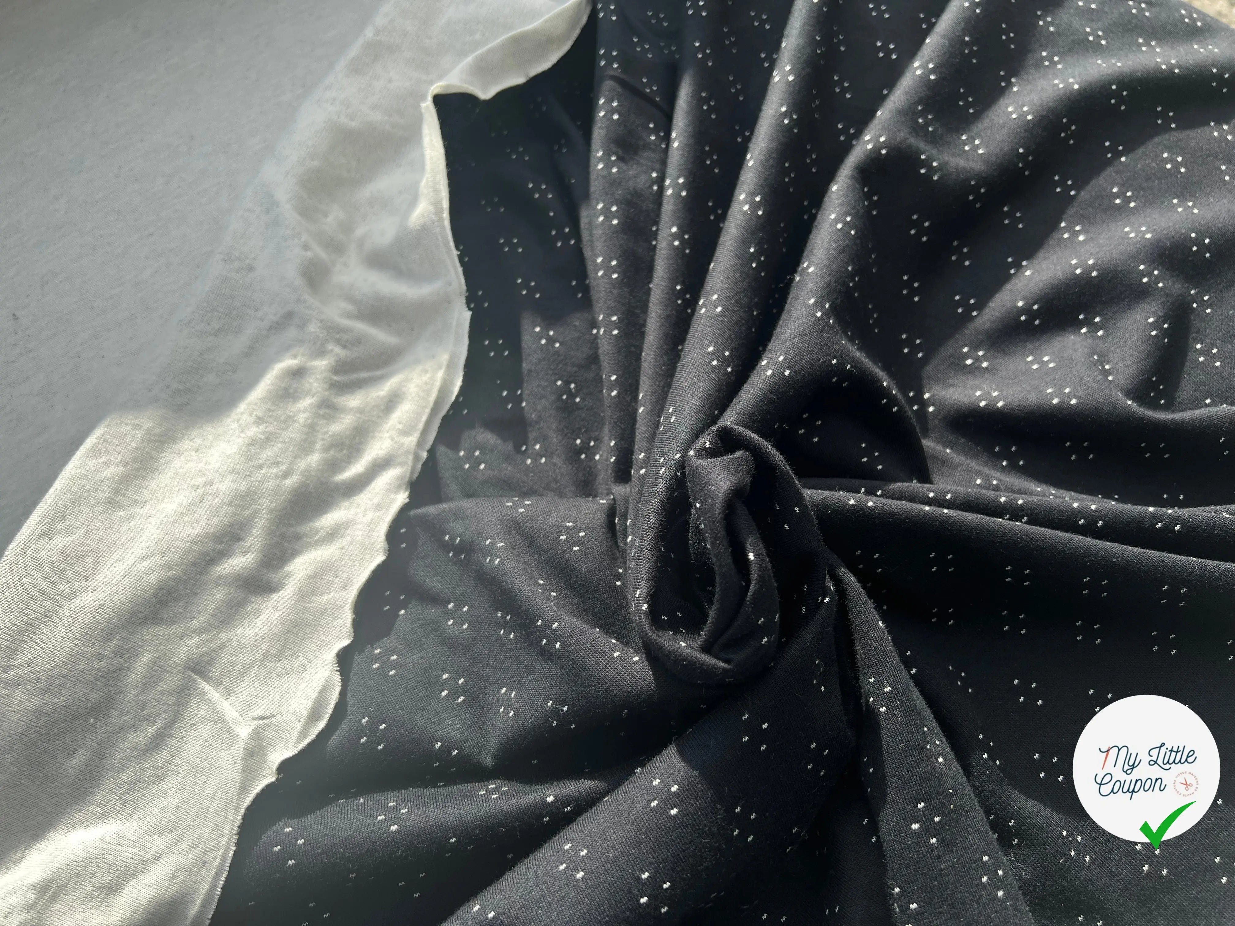 DOUBLE JERSEY LOSANGE NOIR SUR ÉCRU - My Little Coupon