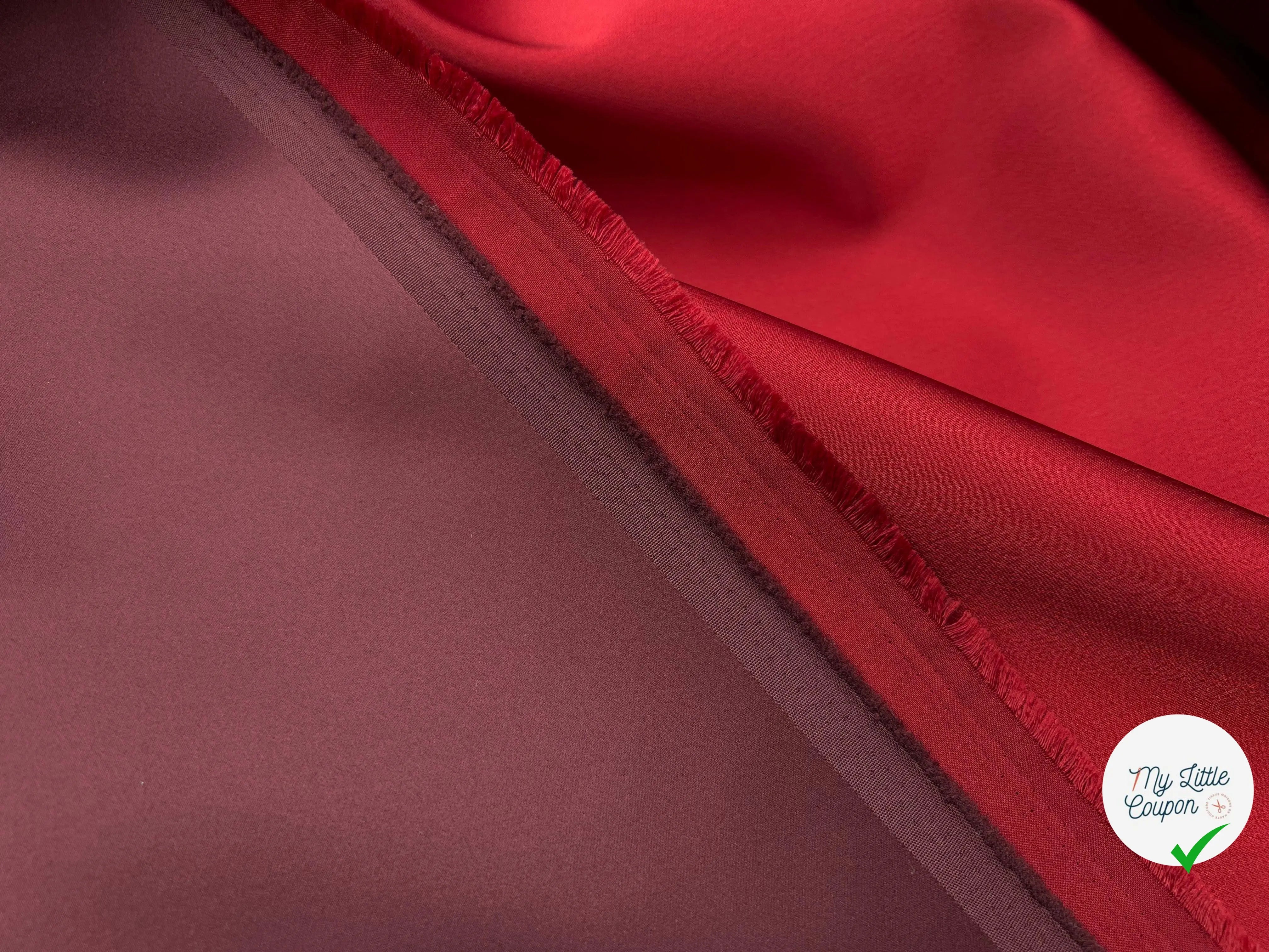 DOUBLE SATIN RÉVERSIBLE CONTRECOLLÉ BORDEAUX CLAIR ET BORDEAUX FONCÉ - My Little Coupon - tissu - coudre