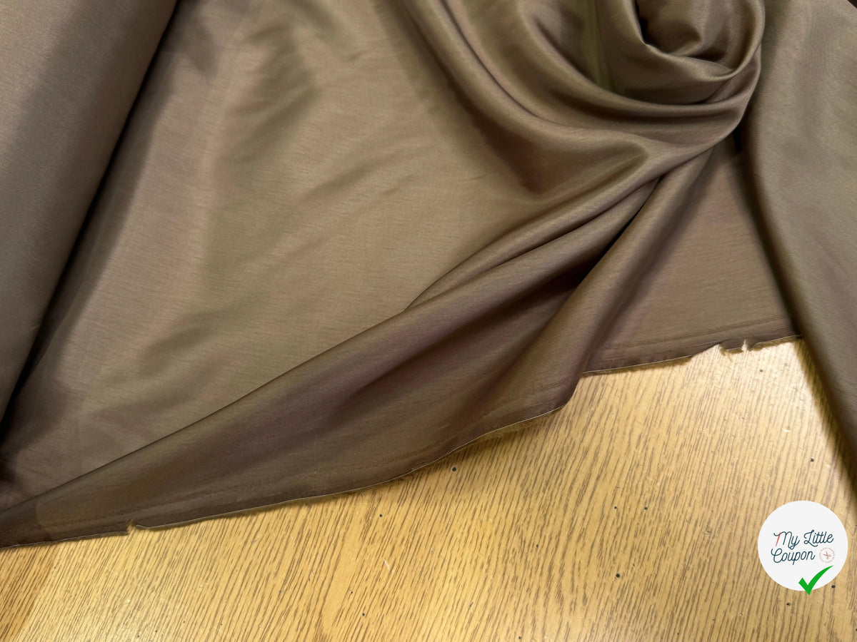 DOUBLURE 100% CUPRO ULTRA FINE BEIGE KAKI LISSE - My Little Coupon