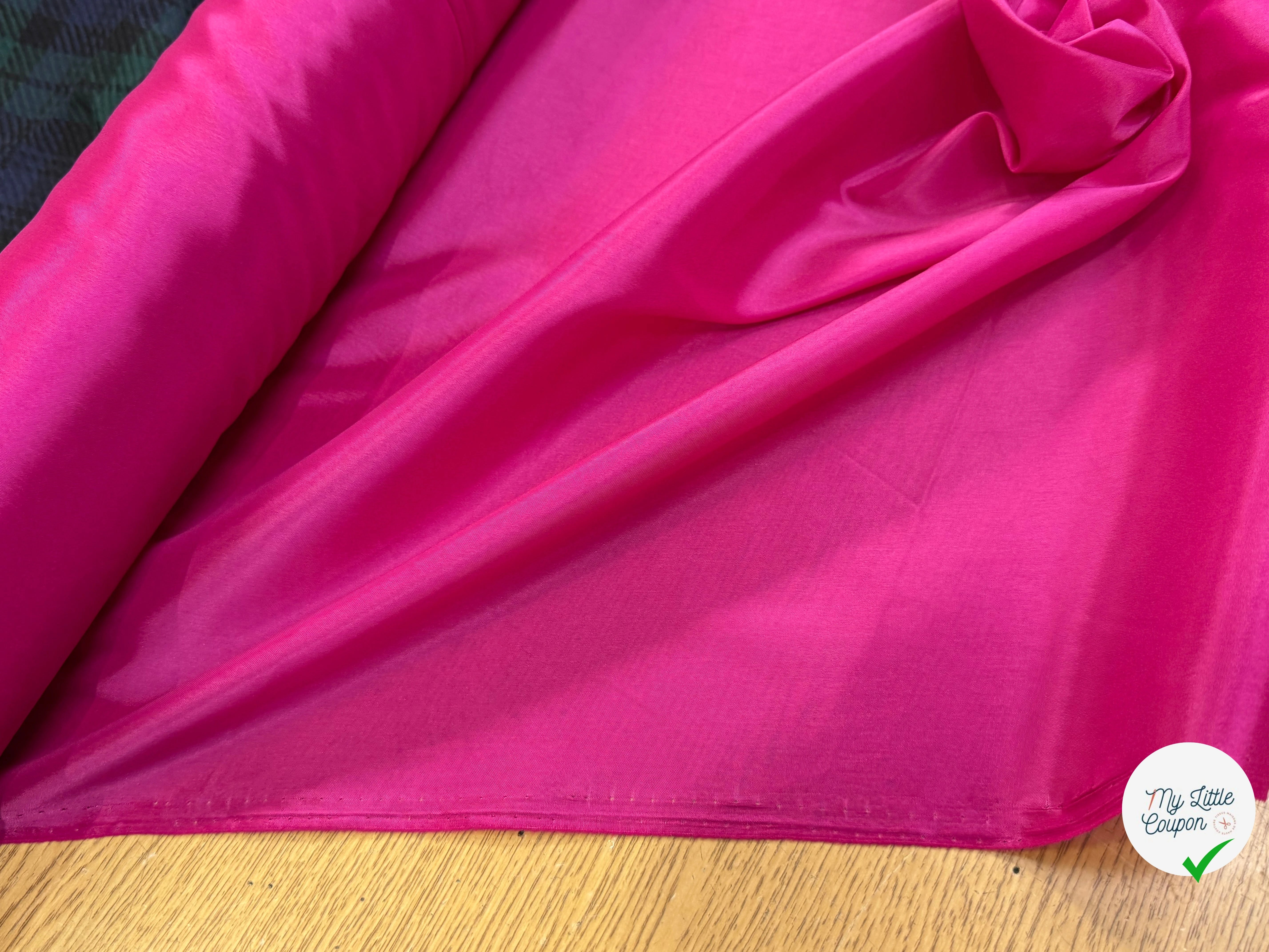 DOUBLURE 62% ACETATE SATINÉE STRETCH FUSCHIA - My Little Coupon