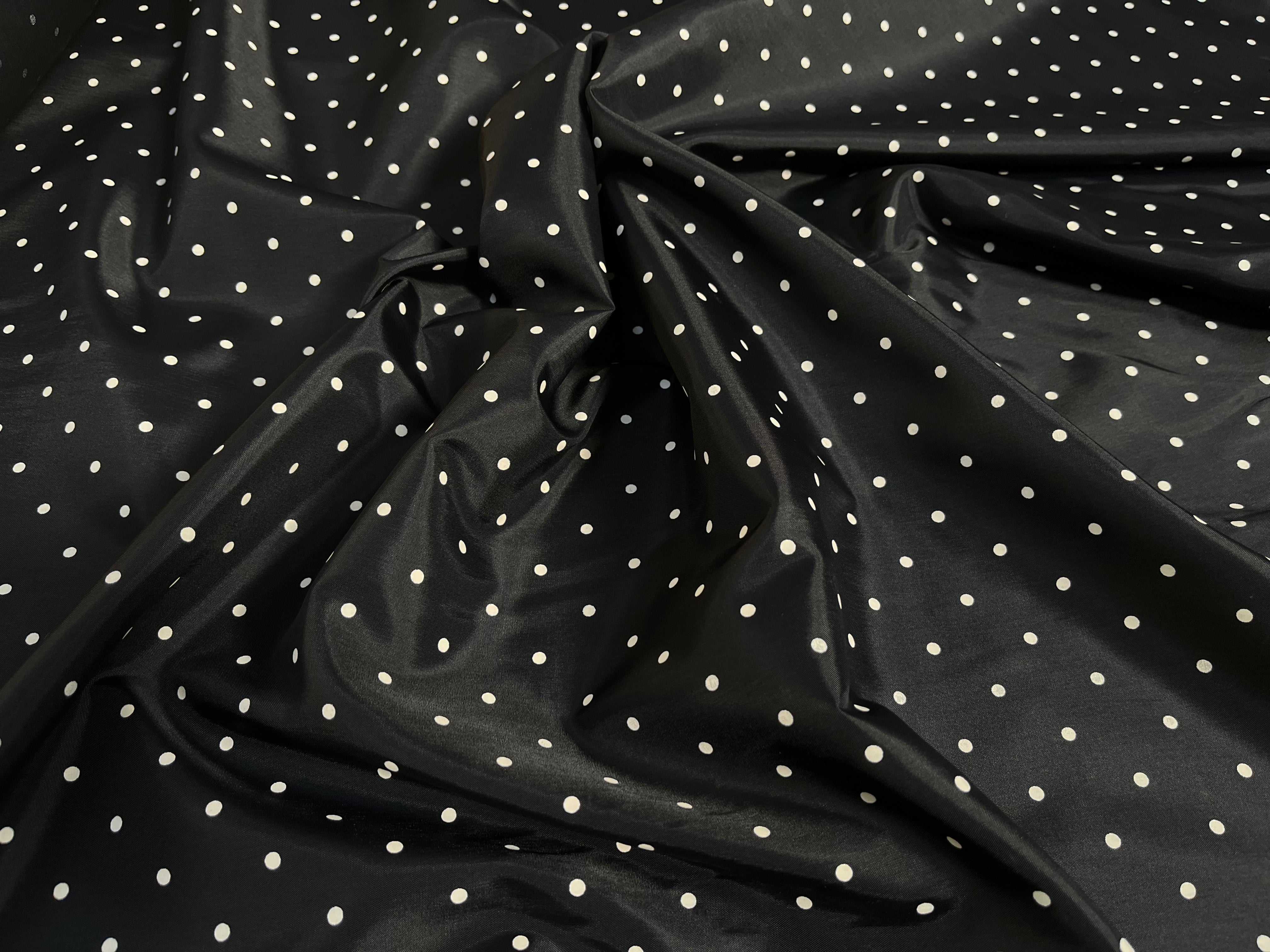 DOUBLURE ACÉTATE BEMBERG ARABEL NOIR POIS BLANC - My Little Coupon