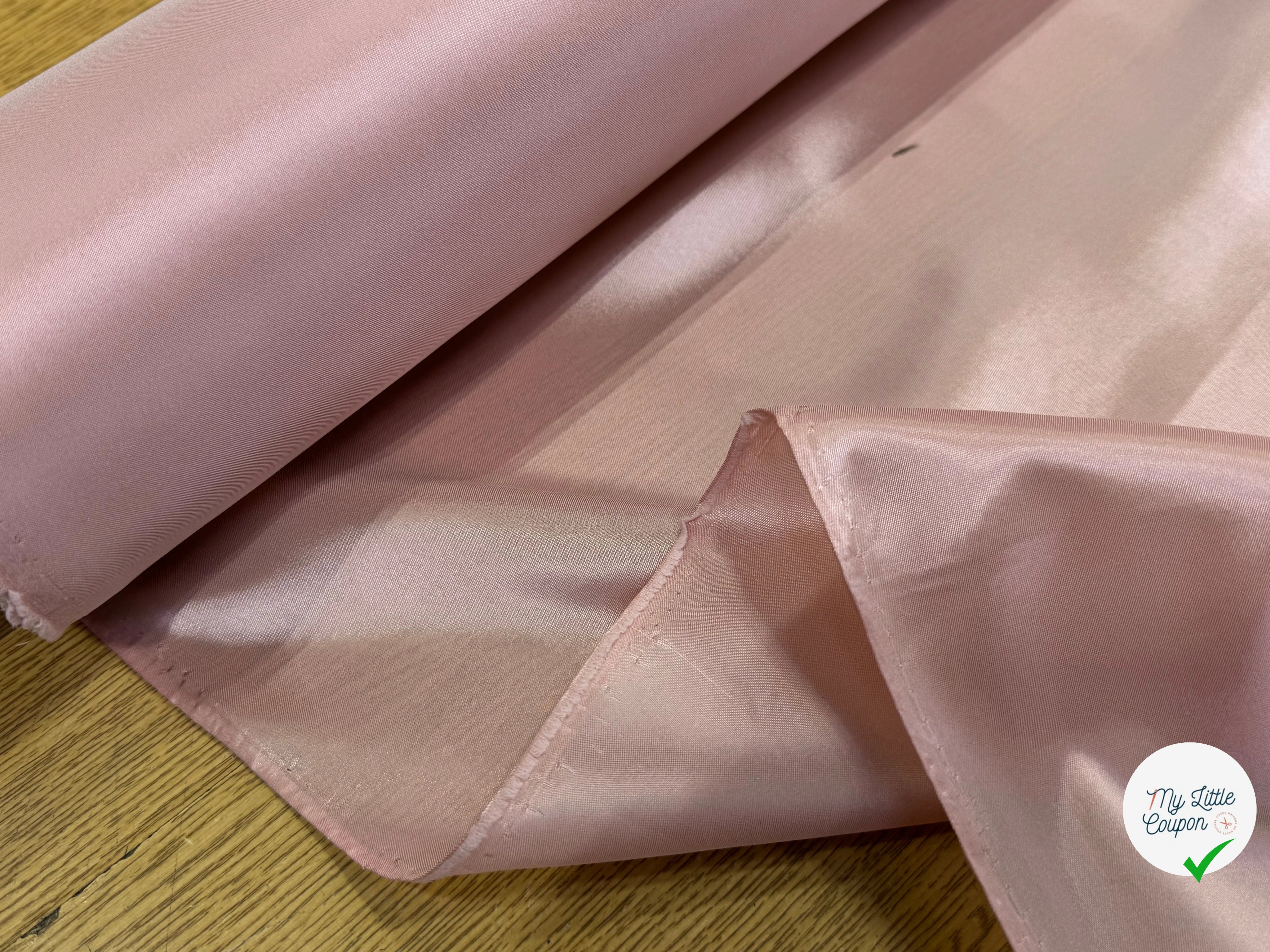 DOUBLURE ACETATE CUPRO LÉGÈREMENT SATINÉ ROSE PLALE ÉCRÉMÉ - My Little Coupon