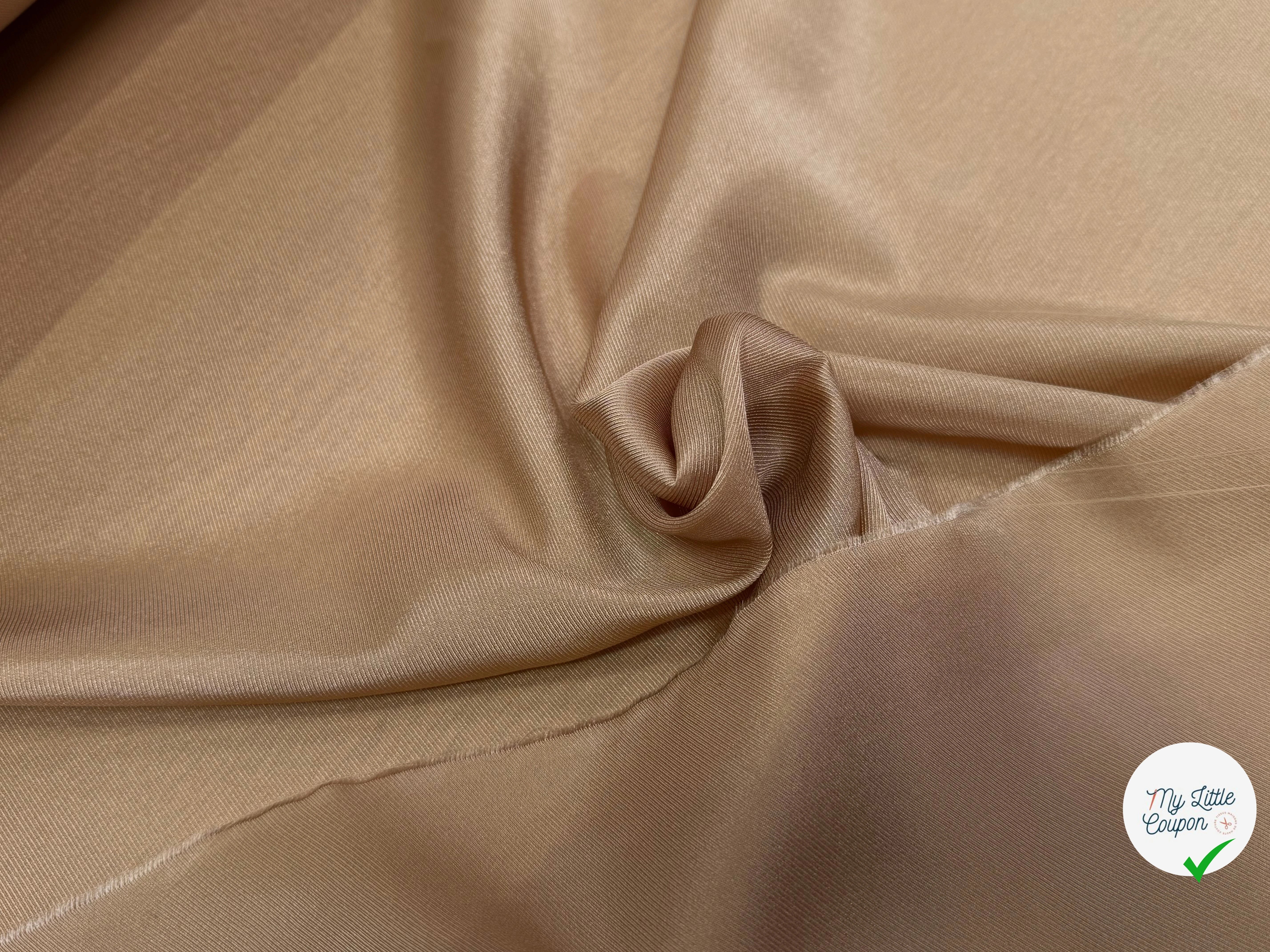 DOUBLURE BEIGE MARRONÉ LÉGÈREMENT SATINÉ 68% ACÉTATE - My Little Coupon