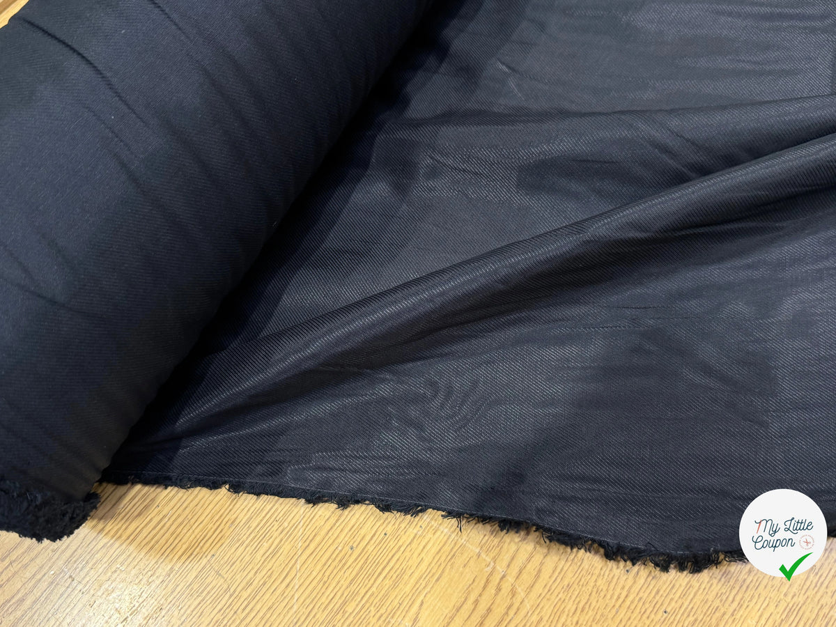 DOUBLURE DRILL VISCOSE SATINÉE NOIRE MATIÈRE NATURELLE - My Little Coupon