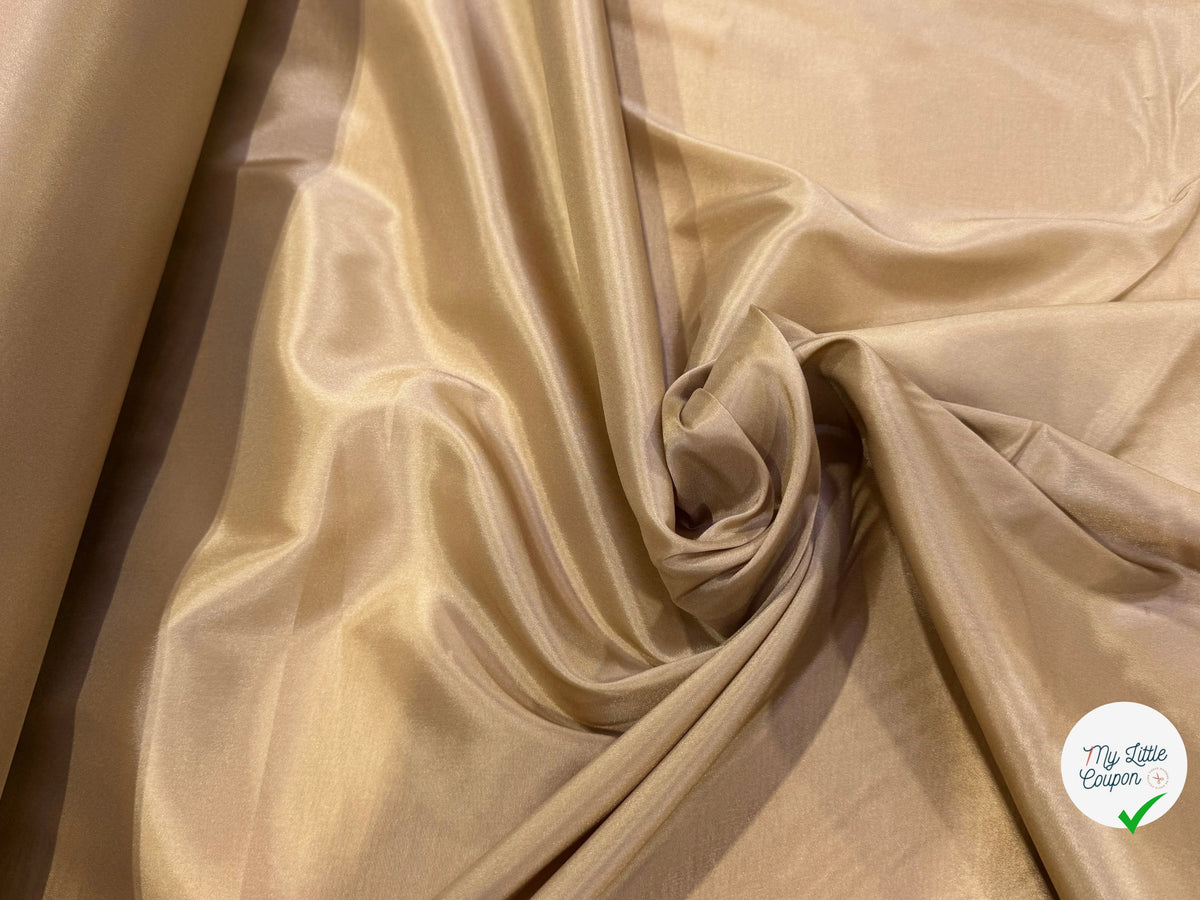 DOUBLURE FINE LÉGÈREMENT SATINÉE ET STRETCH BEIGE TAUPE - My Little Coupon