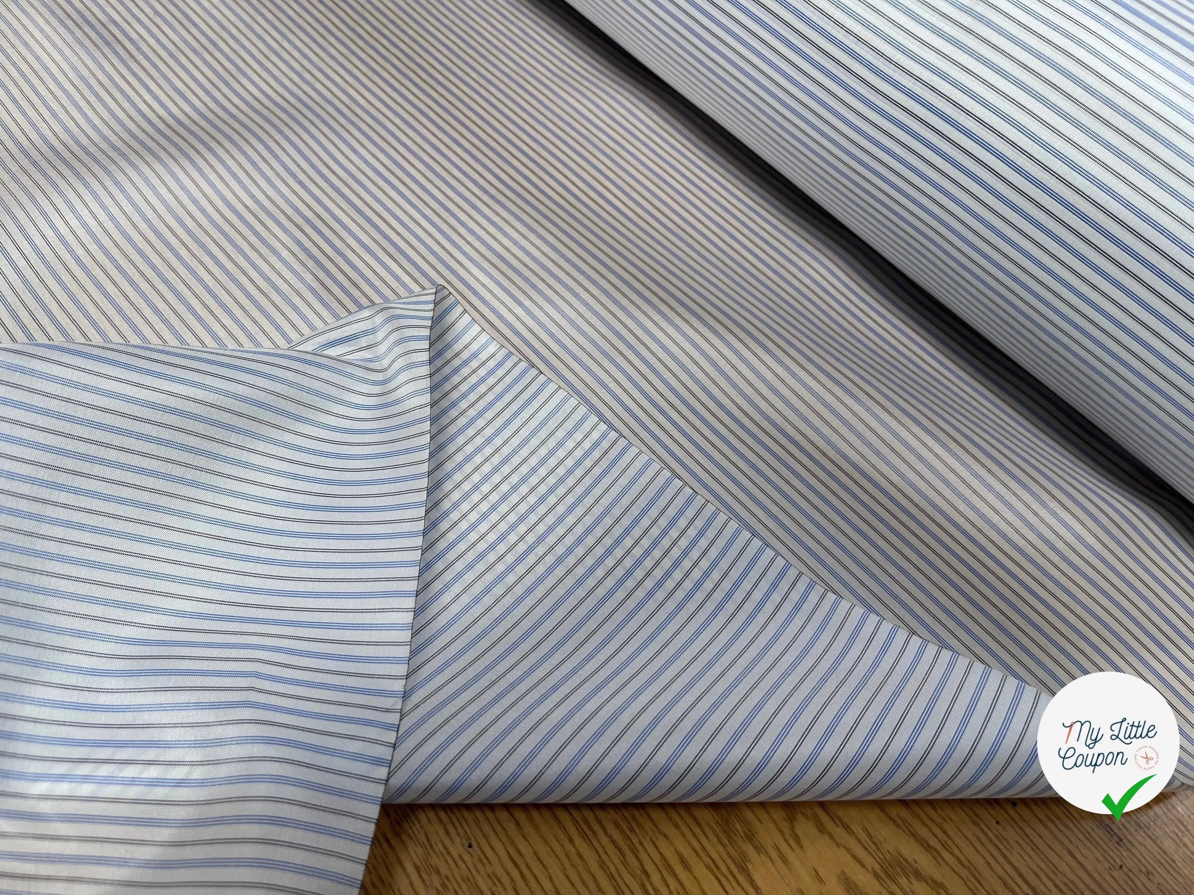 DOUBLURE MIGNONNETTE ACV A RAYURE BLEUE GRISE FOND BLANC - My Little Coupon