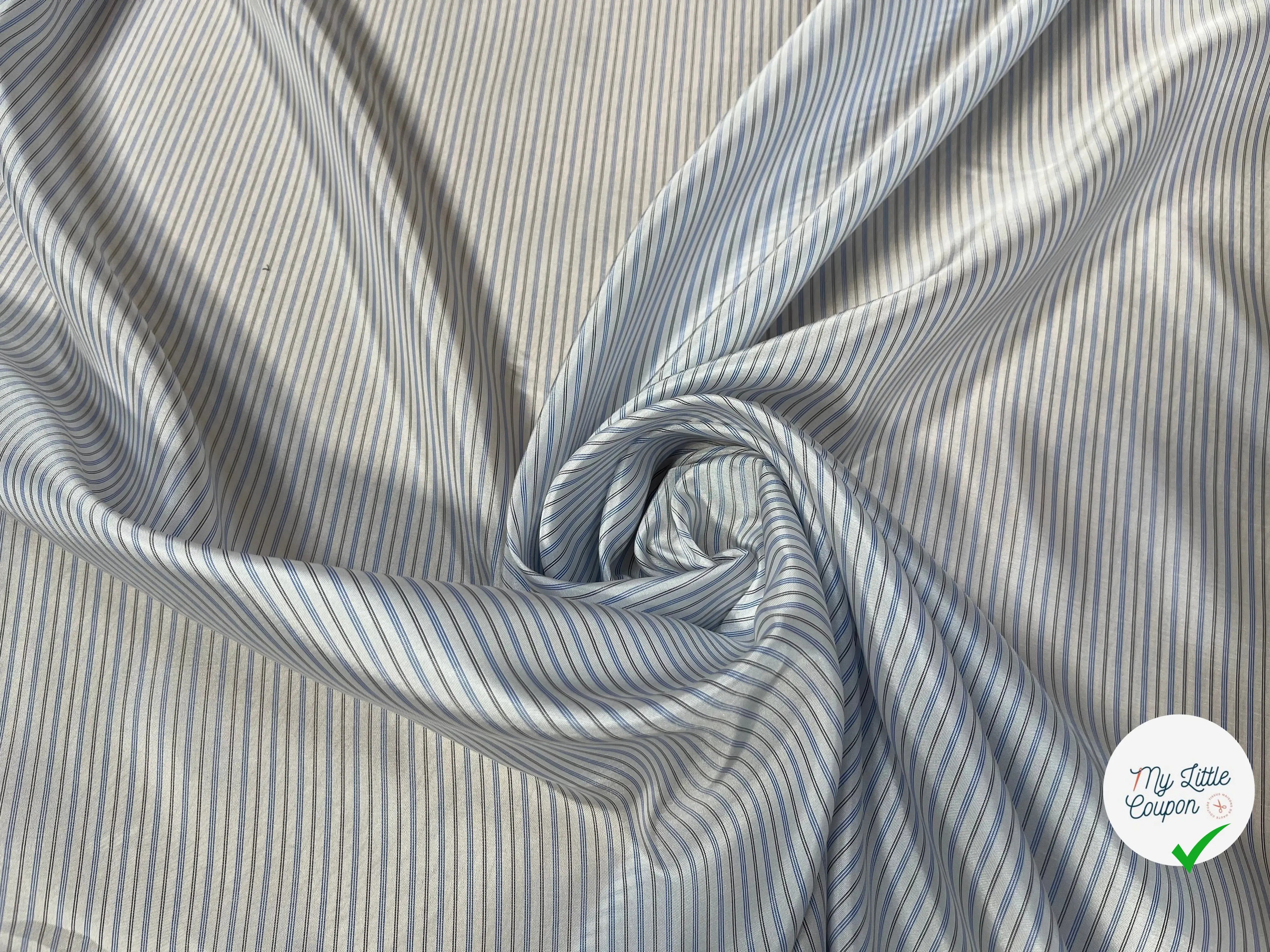 DOUBLURE MIGNONNETTE ACV A RAYURE BLEUE GRISE FOND BLANC - My Little Coupon