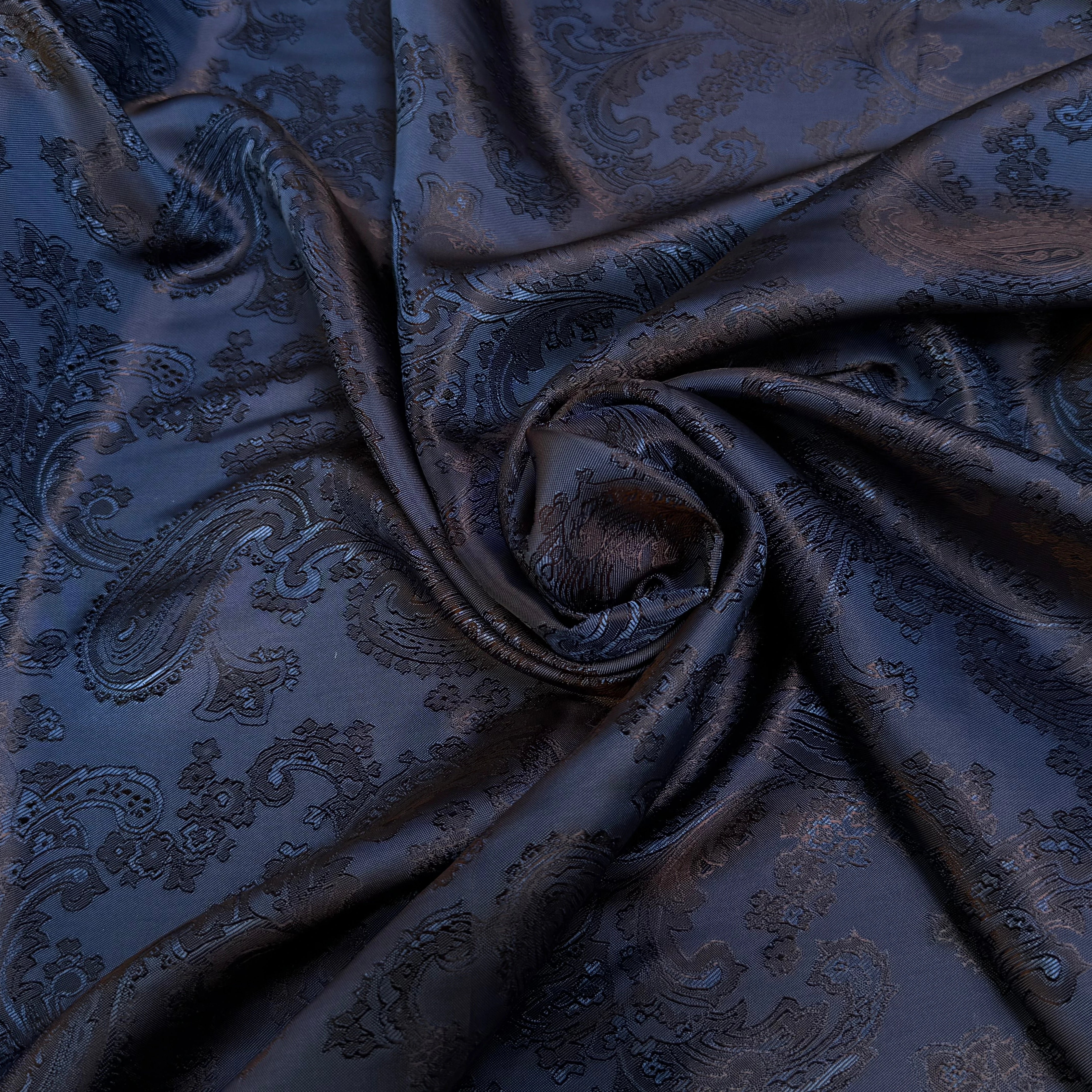 DOUBLURE SATIN IMPRIMÉ FLOREAUX BLEU 58% VISCOSE - My Little Coupon