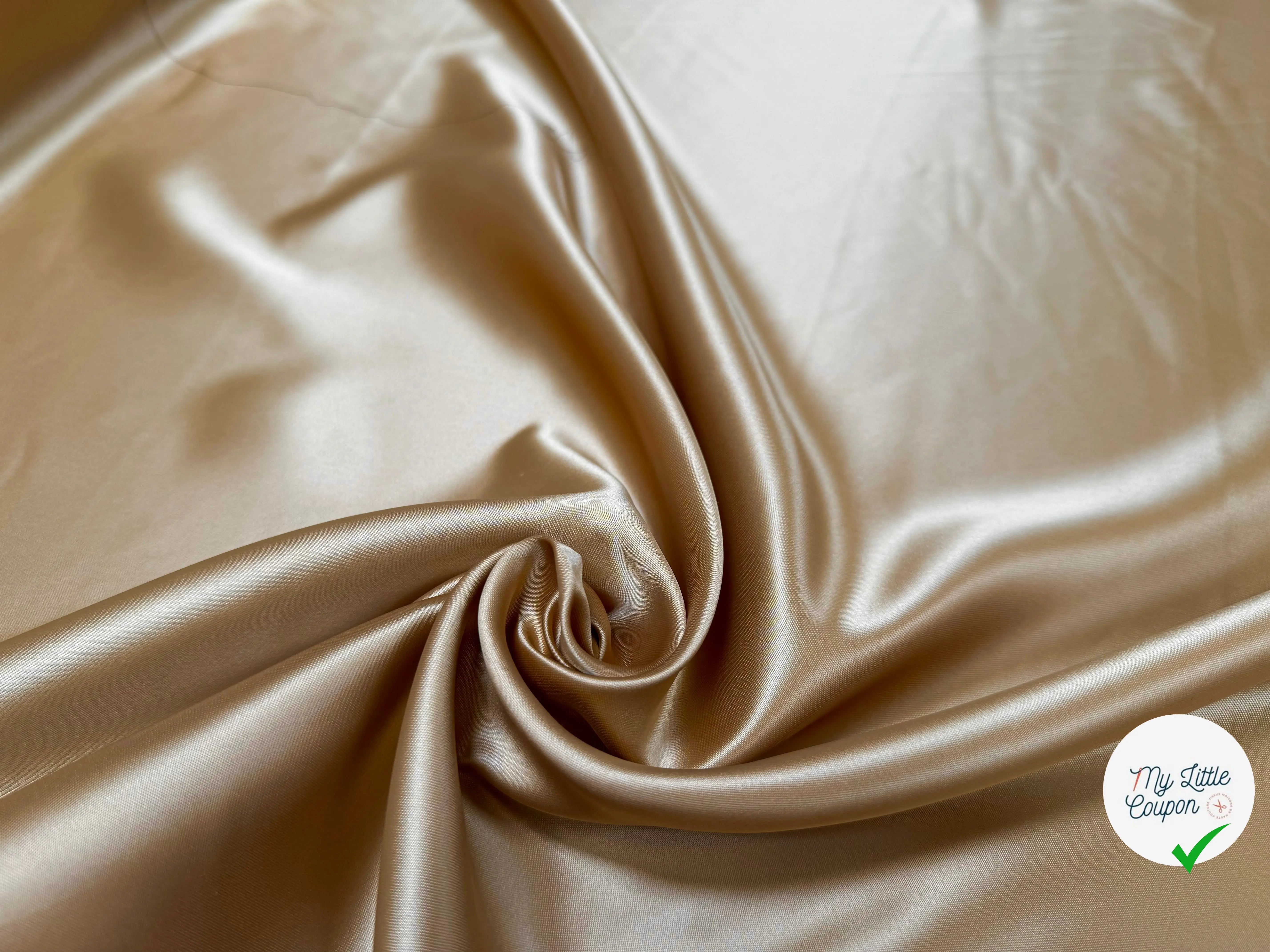 DOUBLURE SATIN POLYESTER CARAMEL DORE - My Little Coupon