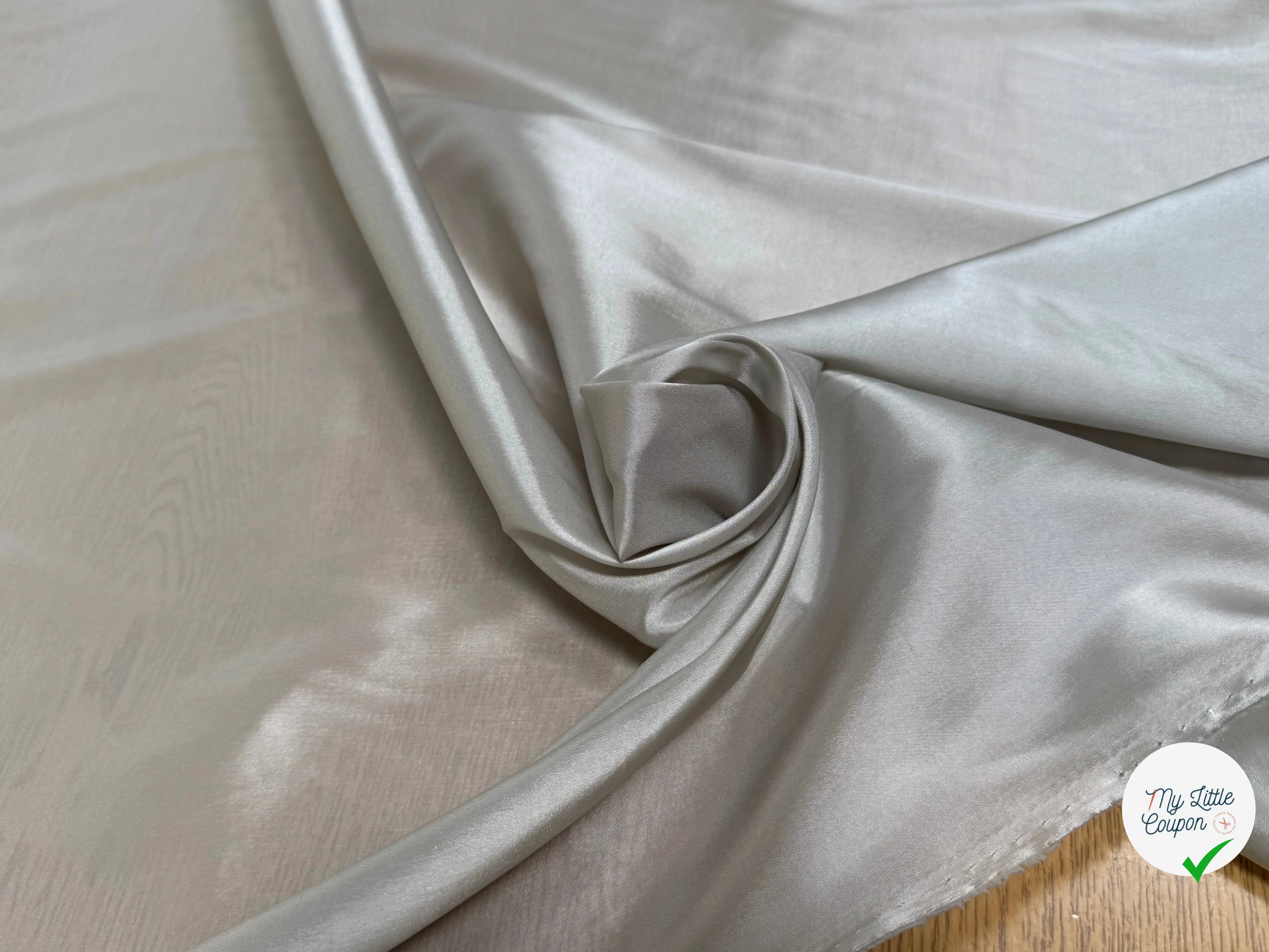DOUBLURE SATINÉE GRIS CLAIR STRETCH 67% ACETATE - My Little Coupon